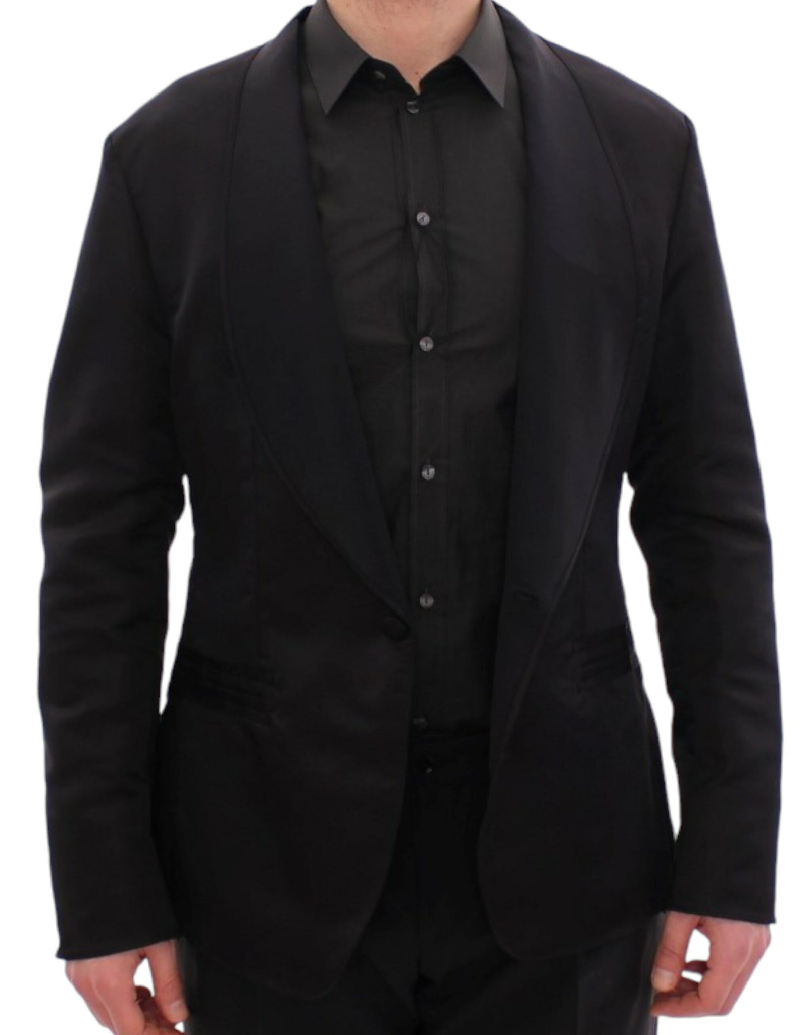 Black silk slim fit blazer