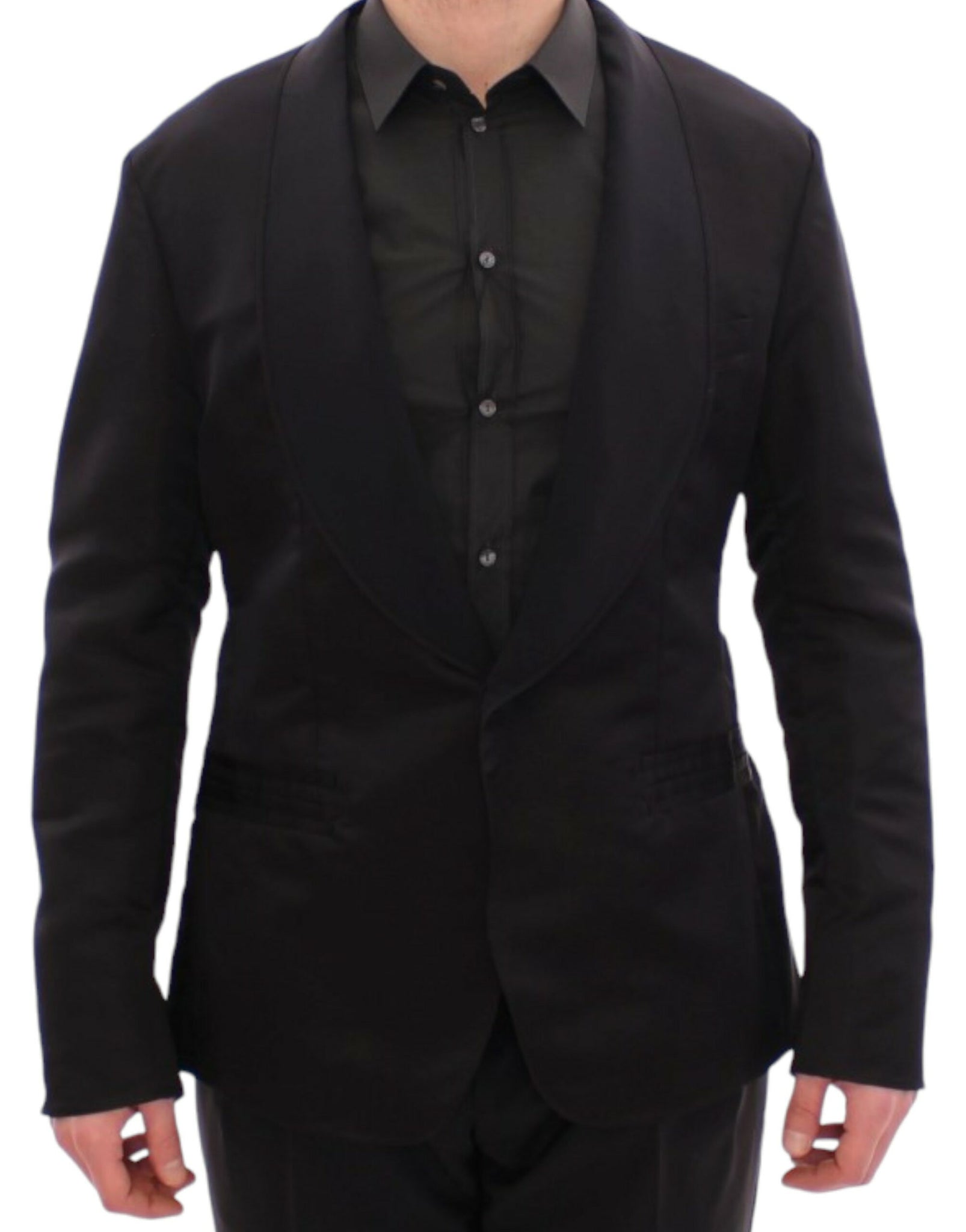 Black silk slim fit blazer