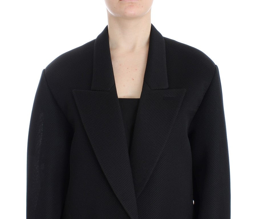 Black Coat Trench Long Draped Jacket Blazer