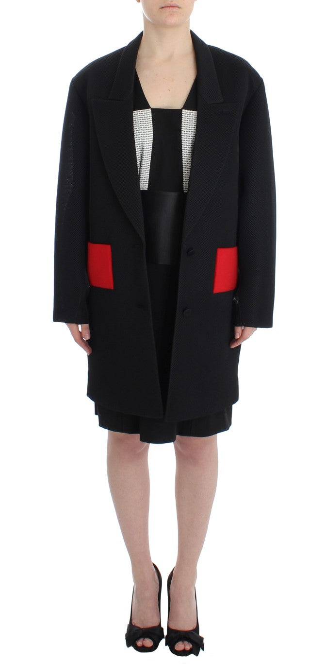 Black Coat Trench Long Draped Jacket Blazer