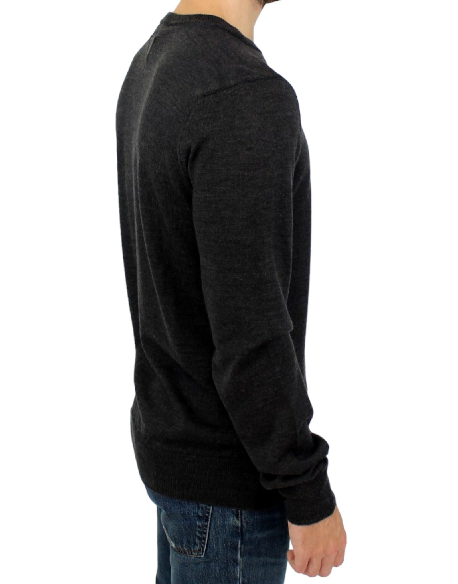 Gray crewneck pullover sweater