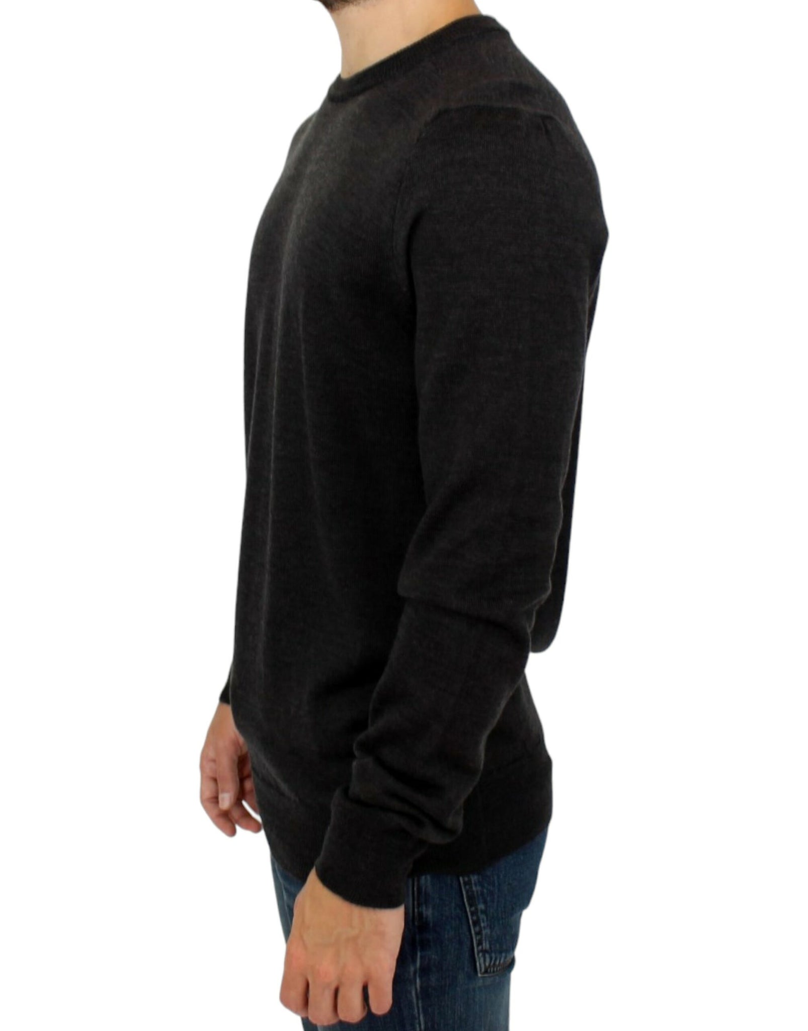 Gray crewneck pullover sweater