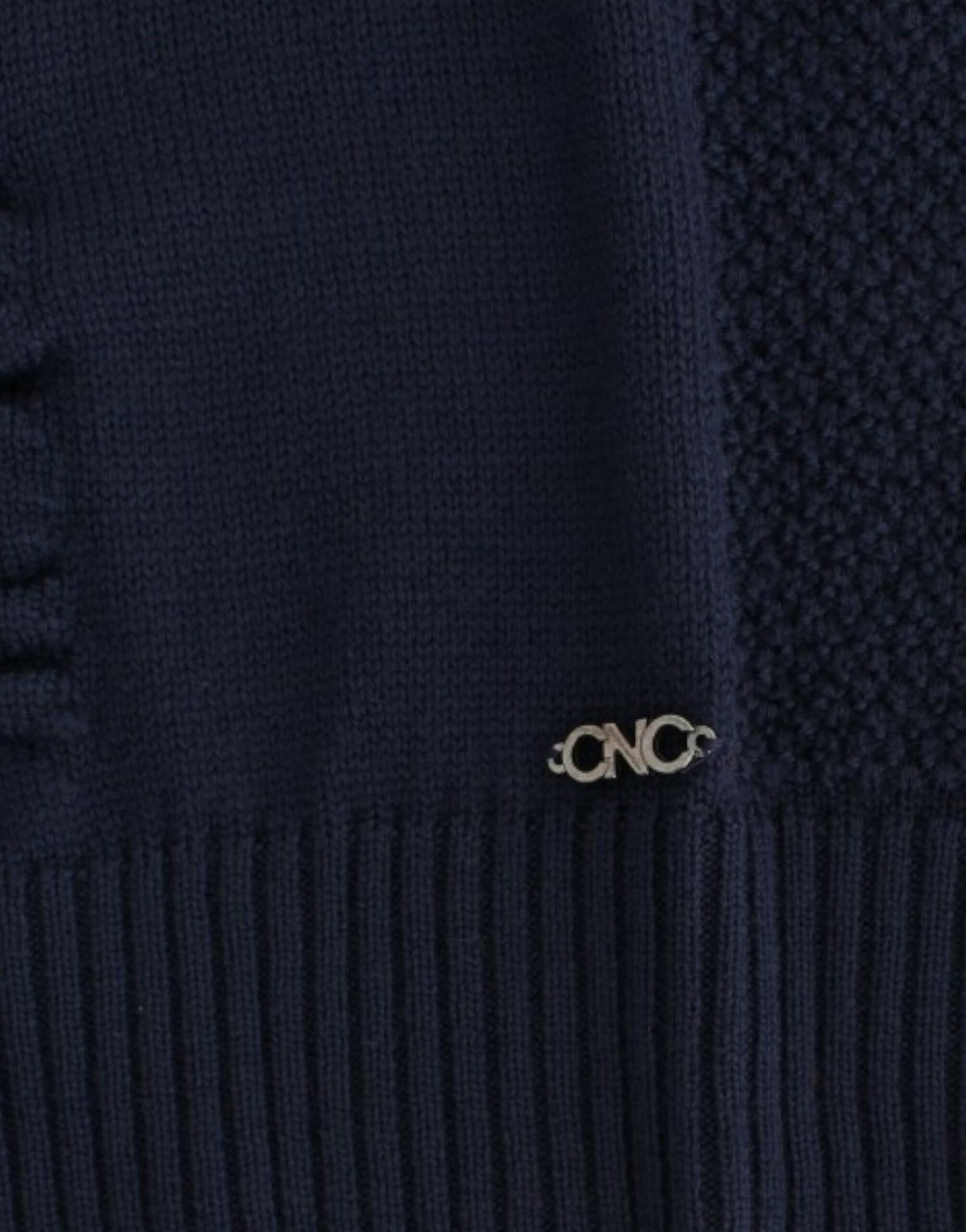 Dark blue V-neck wool sweater