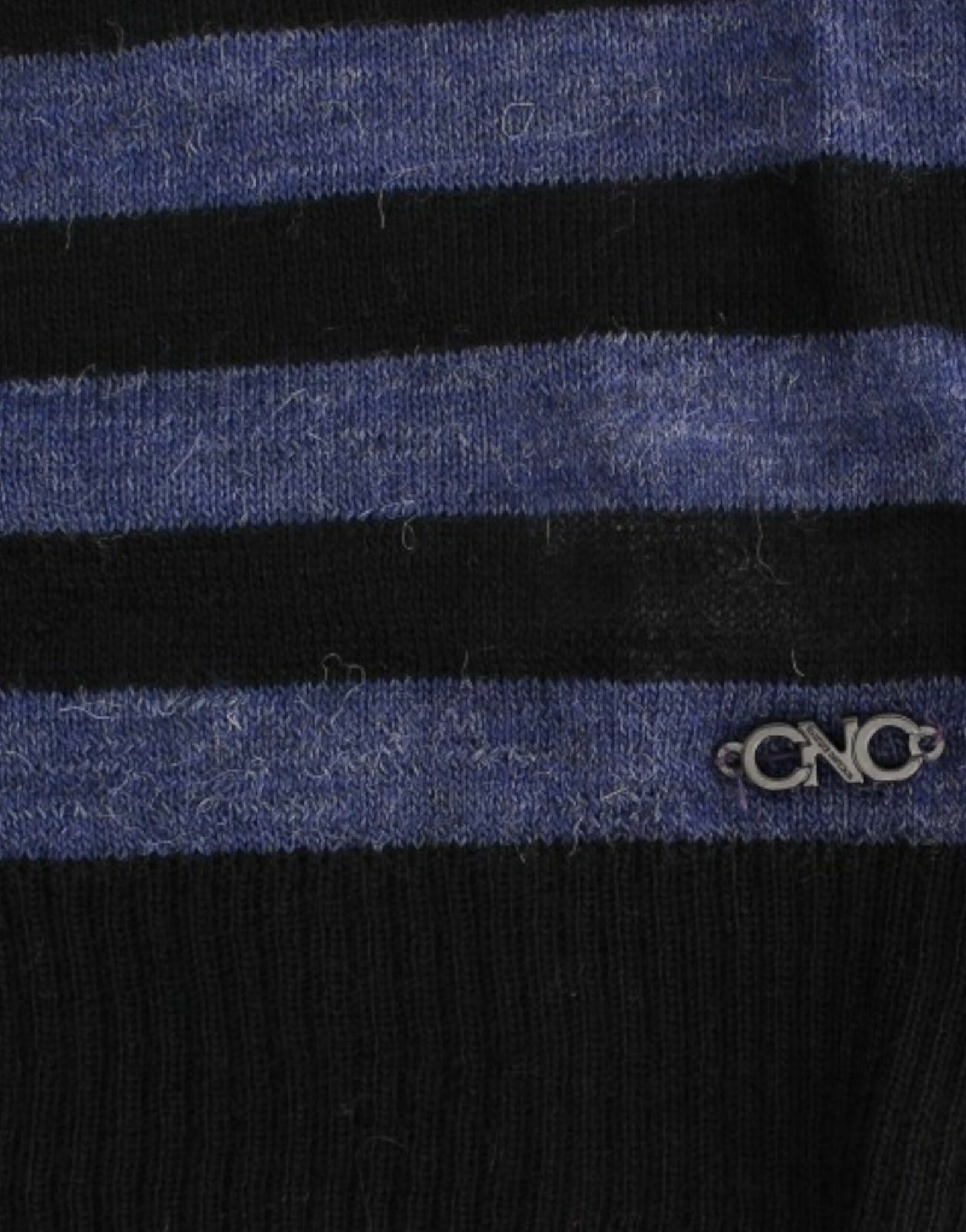 Black striped V-neck sweater