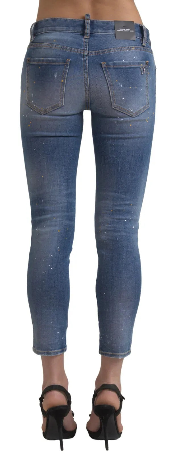 Dsquared² Blue Mid Waist Cropped Twiggy Denim Jeans