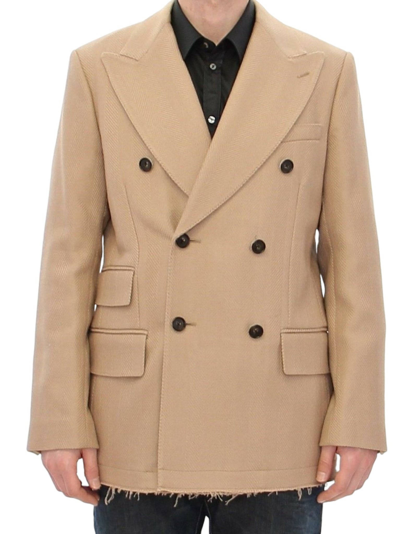 Beige Double Breasted Coat Jacket