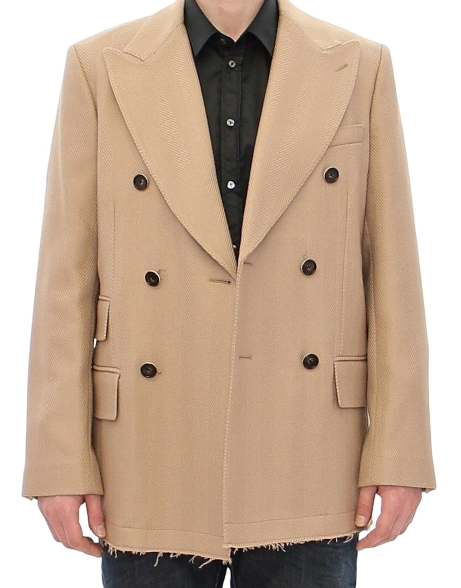 Beige Double Breasted Coat Jacket