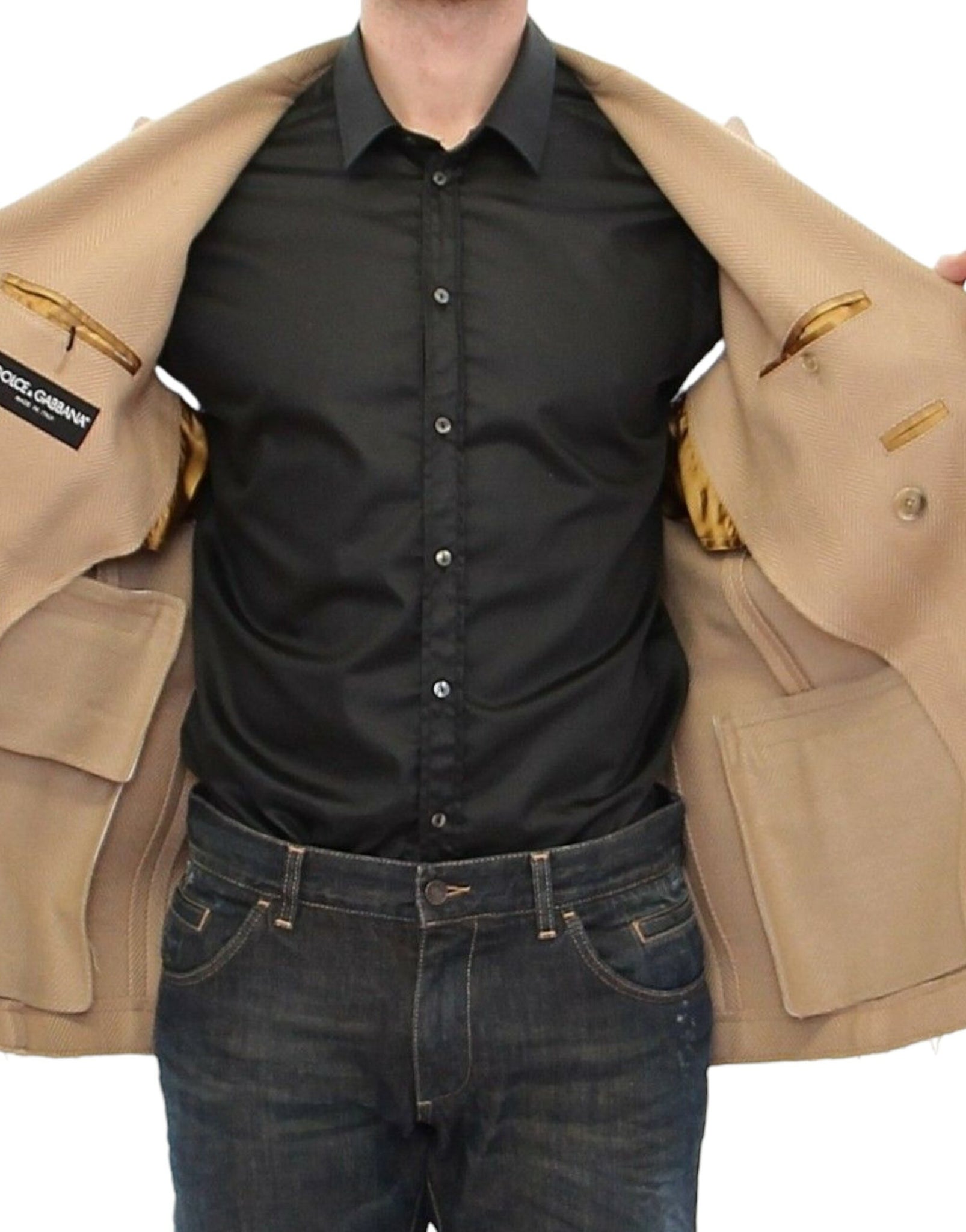 Beige Double Breasted Coat Jacket