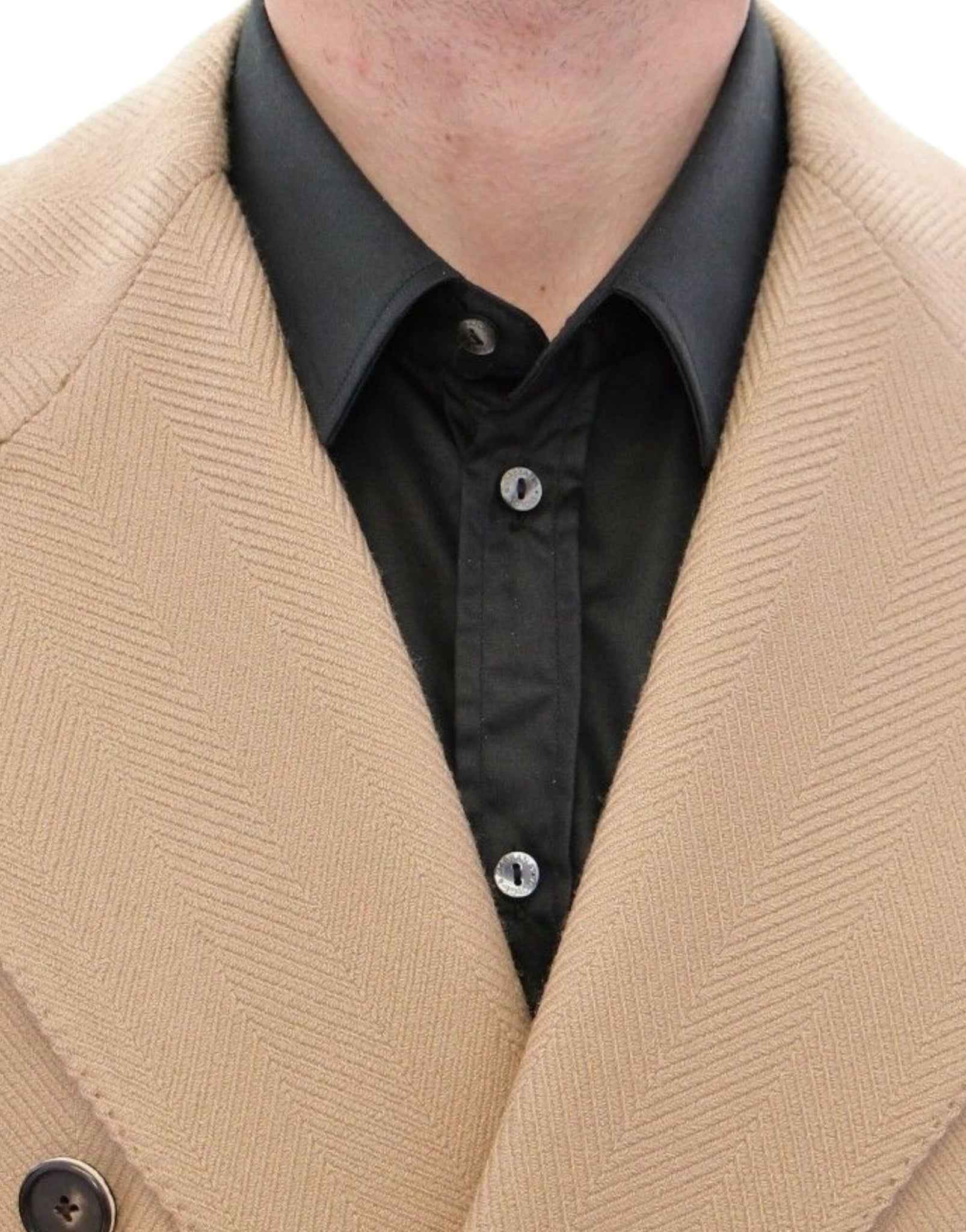 Beige Double Breasted Coat Jacket