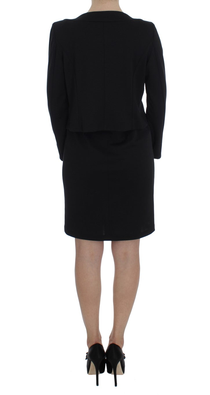 Black Stretch Sheath Dress & Sweater Set