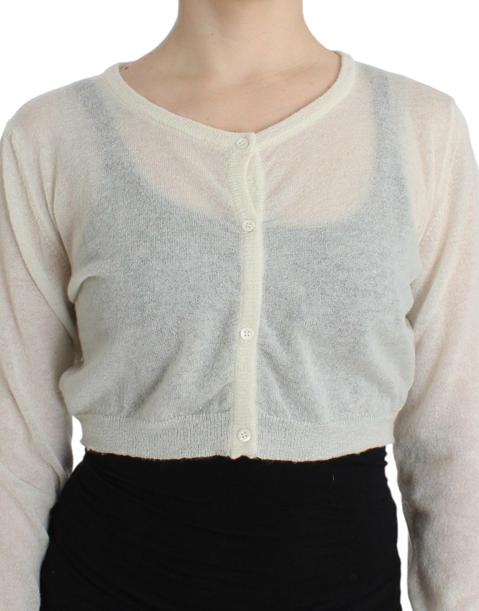 Lingerie Knit Cropped Wool Sweater Cardigan