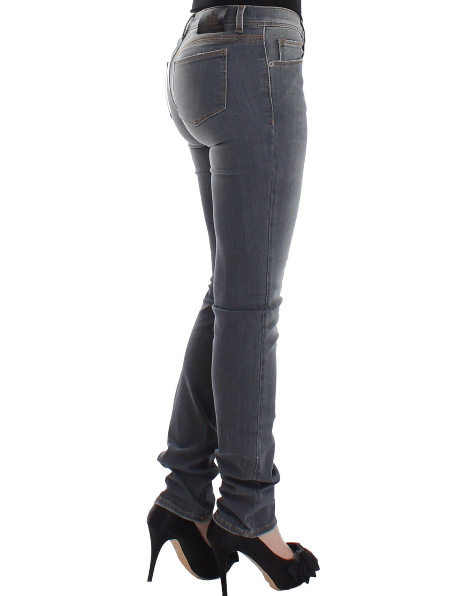 Gray Slim Jeans Denim Pants Skinny Leg Stretch