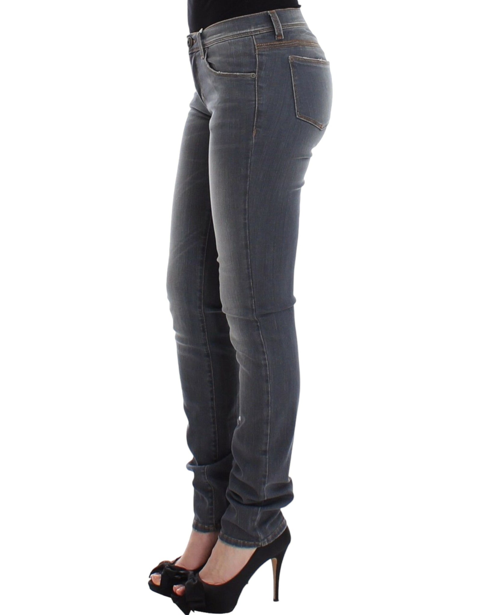 Gray Slim Jeans Denim Pants Skinny Leg Stretch