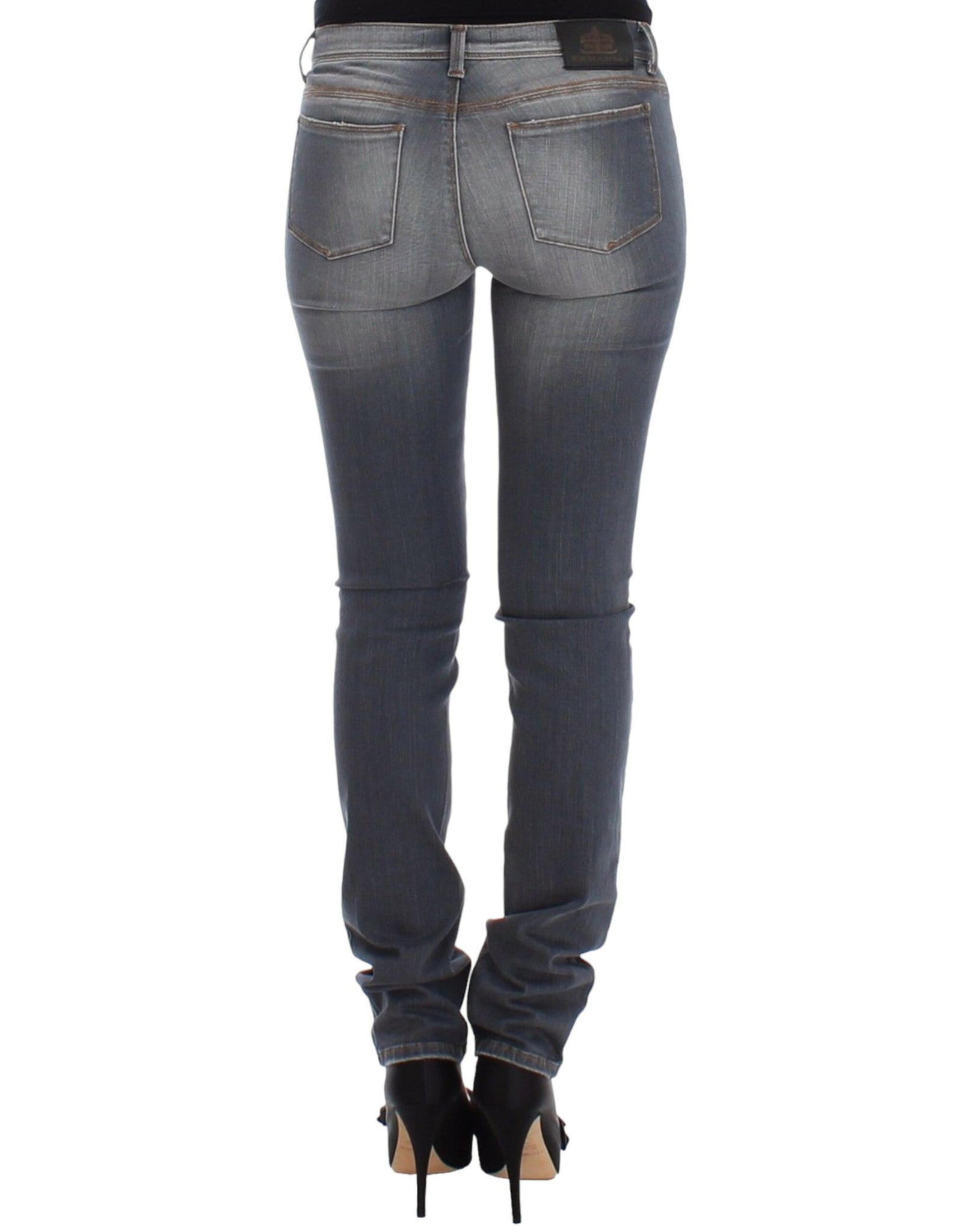 Gray Slim Jeans Denim Pants Skinny Leg Stretch