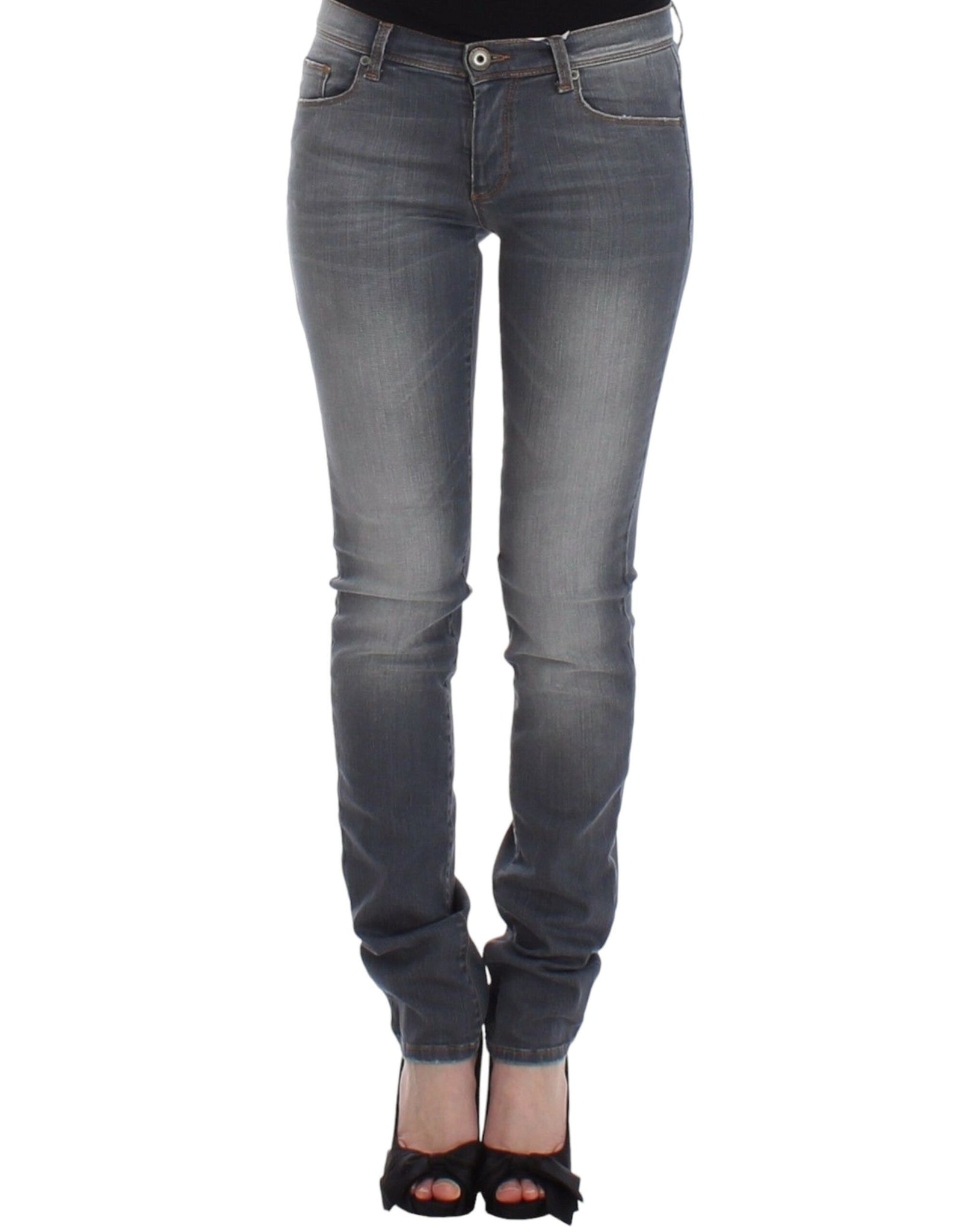 Gray Slim Jeans Denim Pants Skinny Leg Stretch