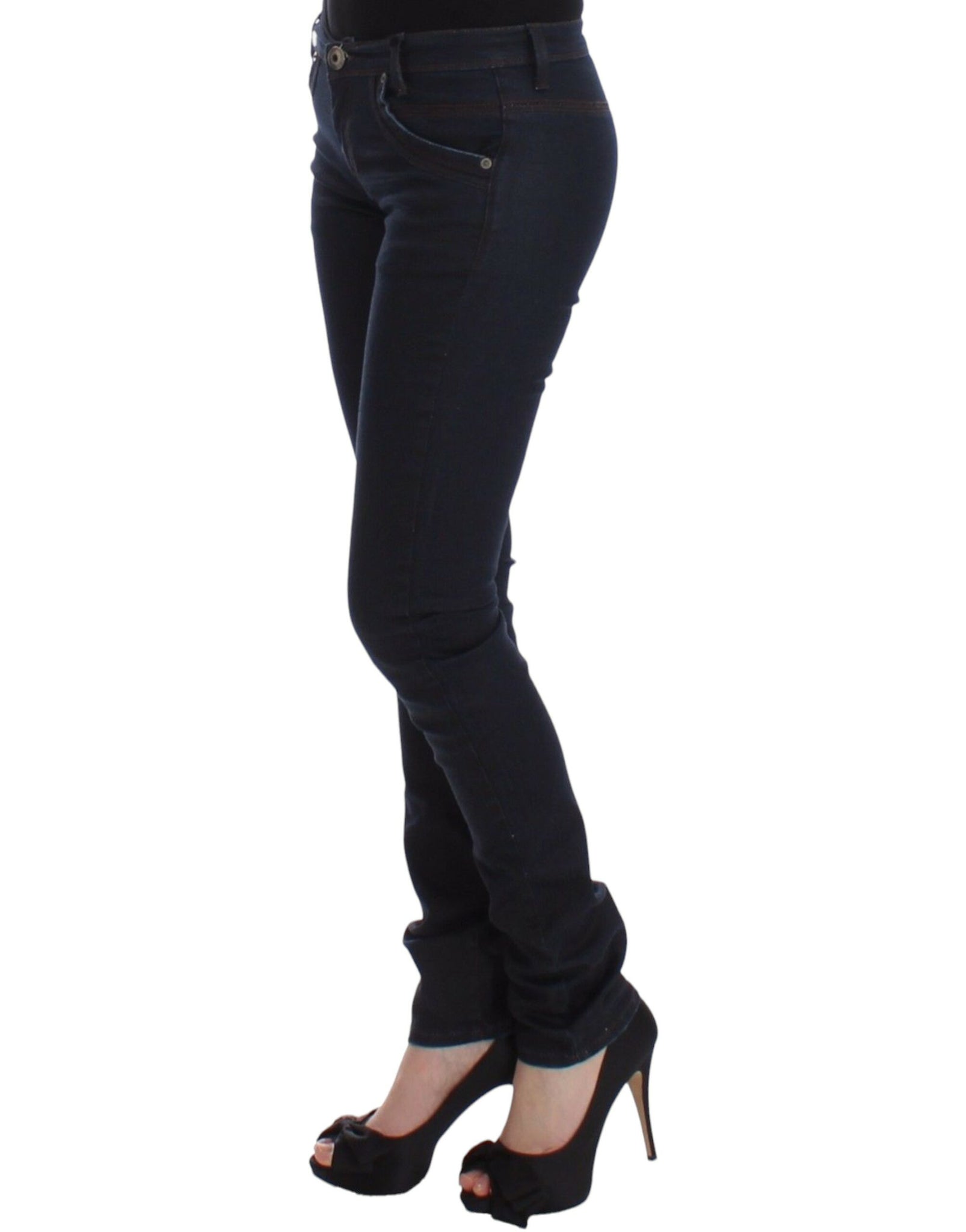 Blue Slim Jeans Denim Pants Skinny Leg Stretch