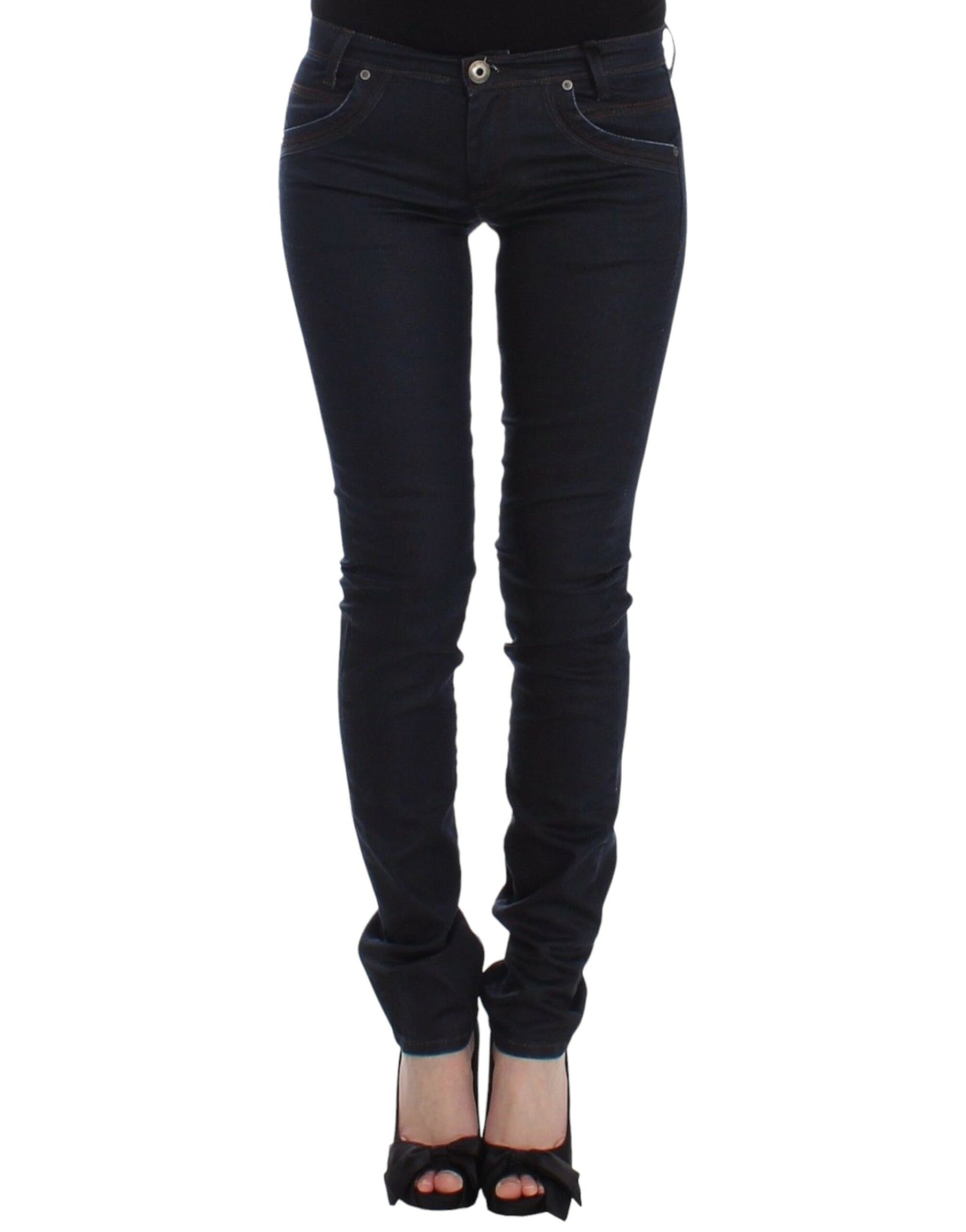 Blue Slim Jeans Denim Pants Skinny Leg Stretch