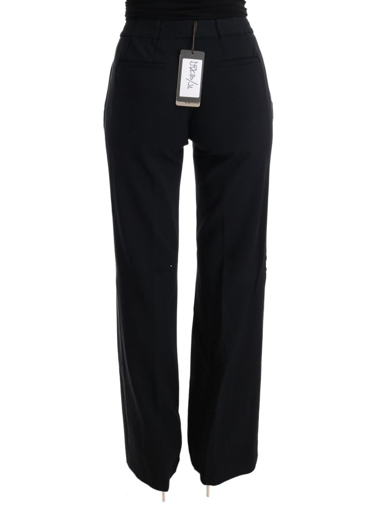 Ermanno Scervino Black Viscose Flare Bootcut Pants