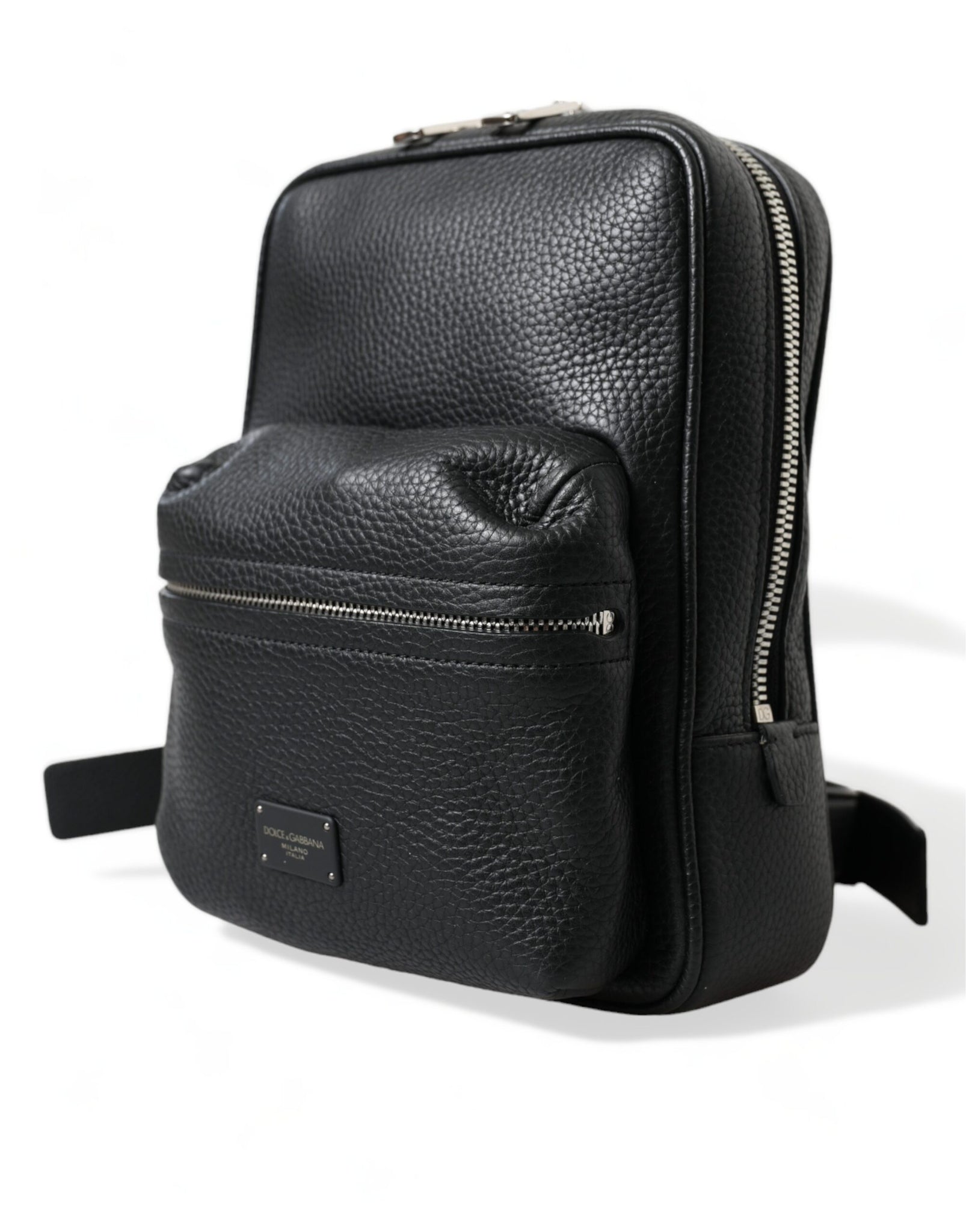 Dolce & Gabbana Black Calfskin Leather Logo Palermo Backpack Bag