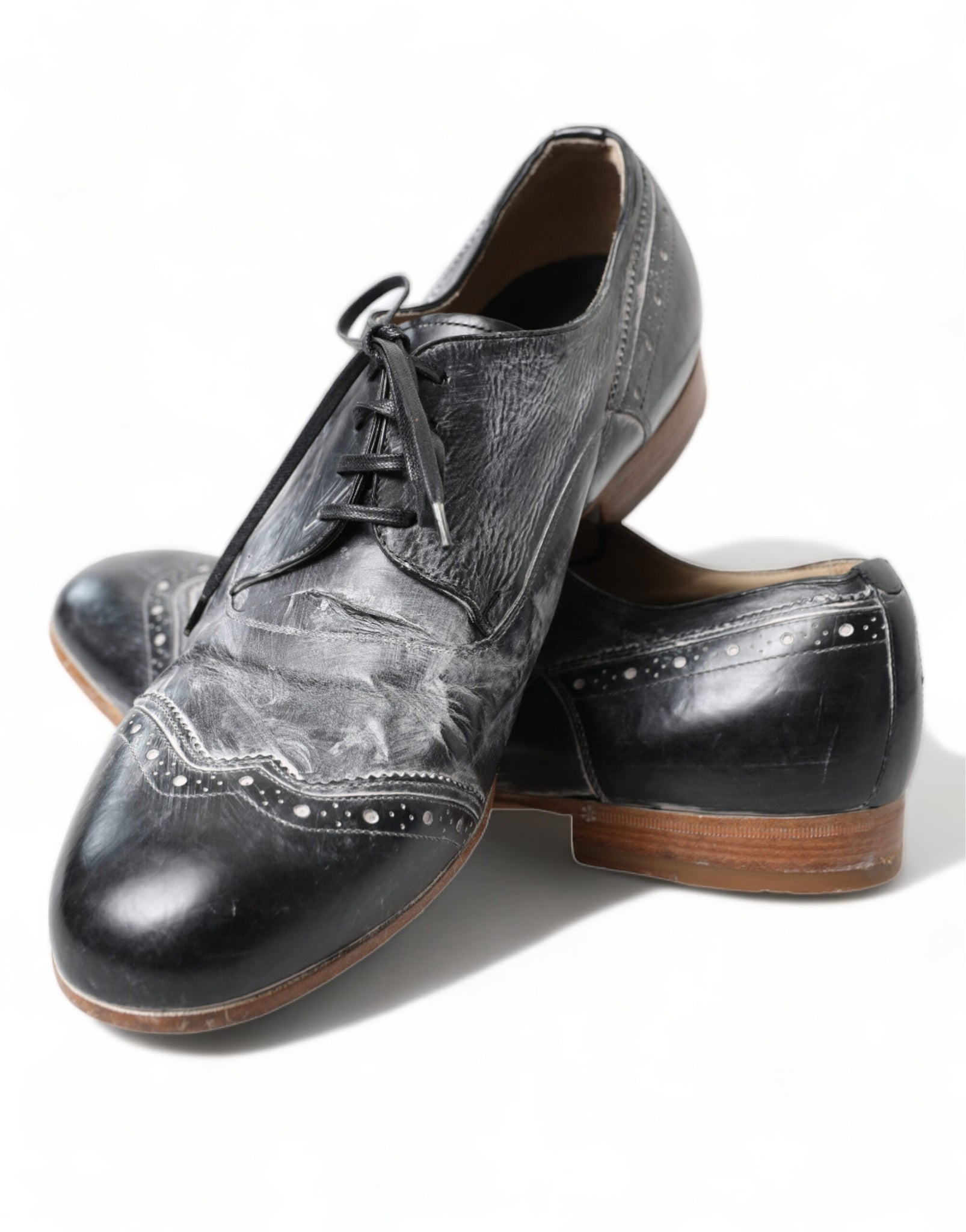 Dolce & Gabbana Black Leather Lace Up Formal Derby Dress Shoes