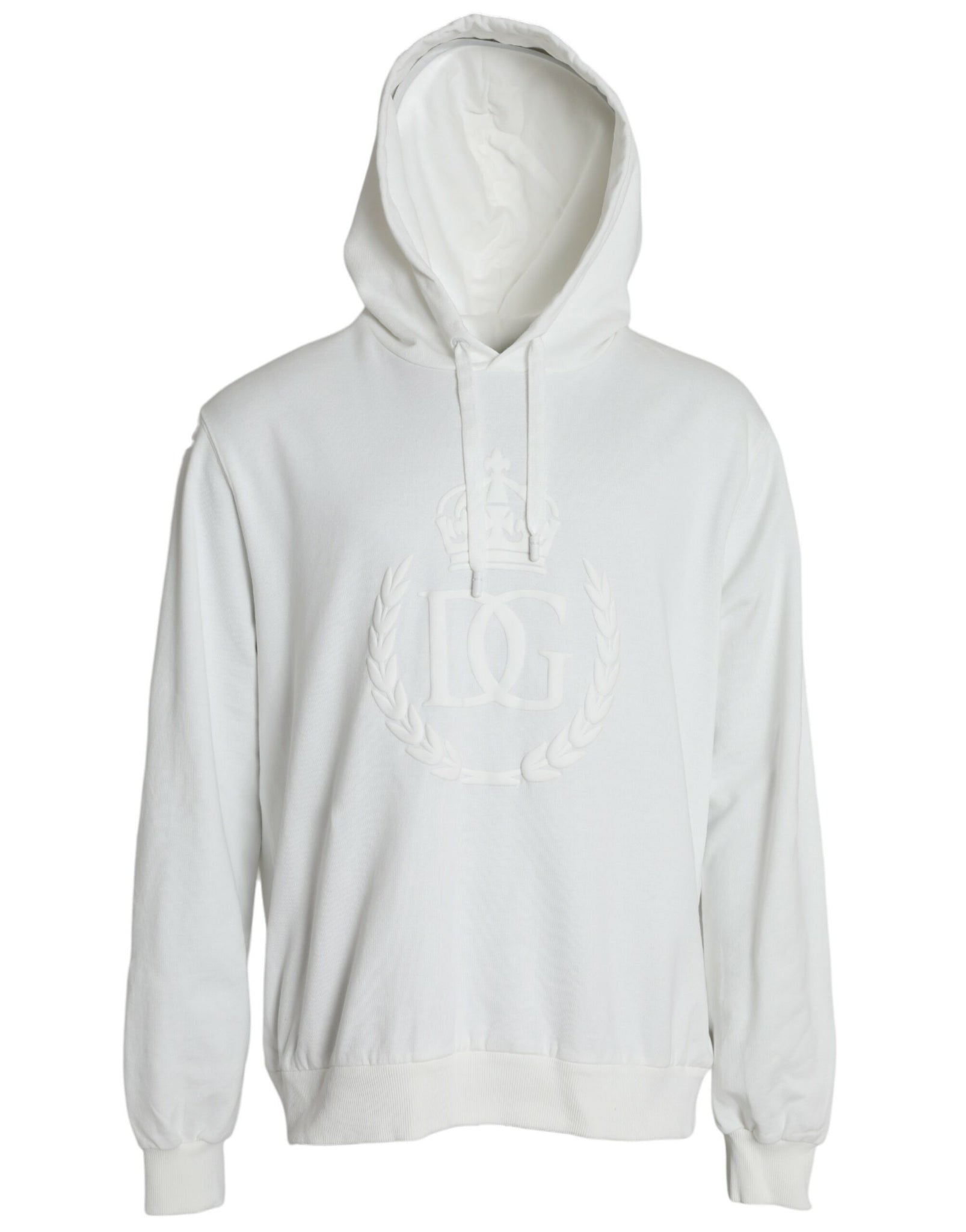 Dolce & Gabbana White Cotton Hooded Sweatshirt Pullover Sweater