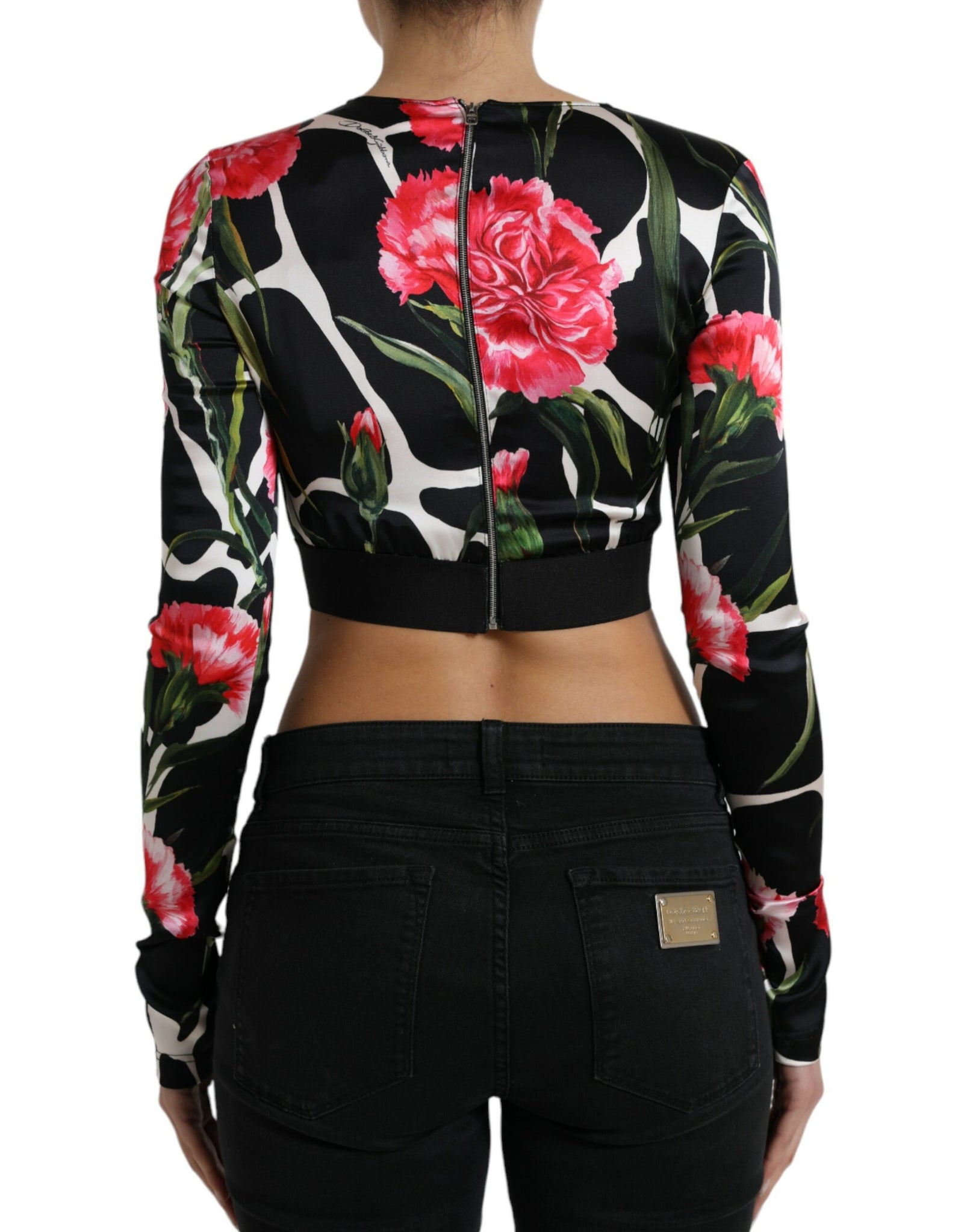 Dolce & Gabbana Multicolor Floral Long Sleeves Cropped Top