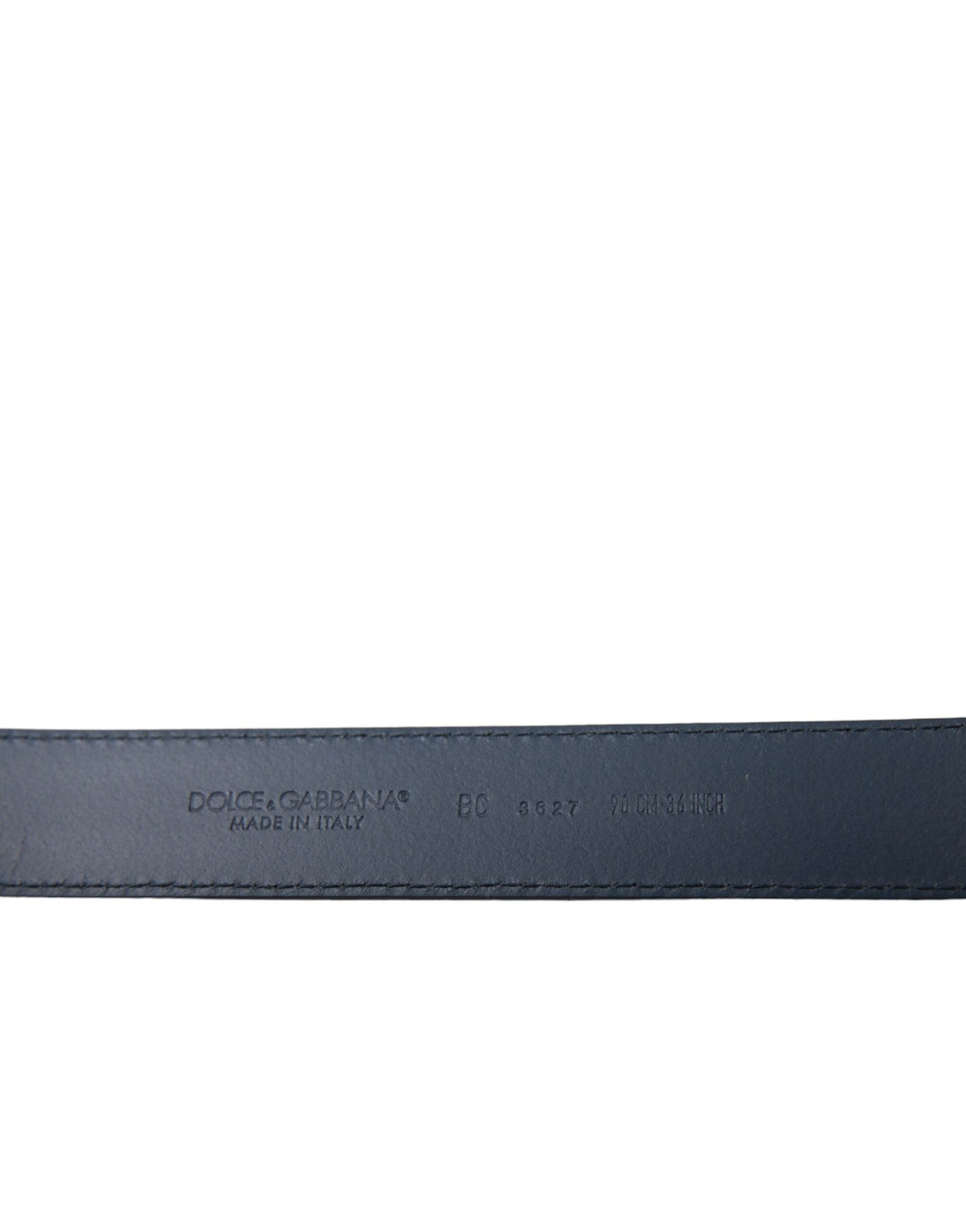 Dolce & Gabbana Navy Blue Leather Silver Metal Buckle Belt