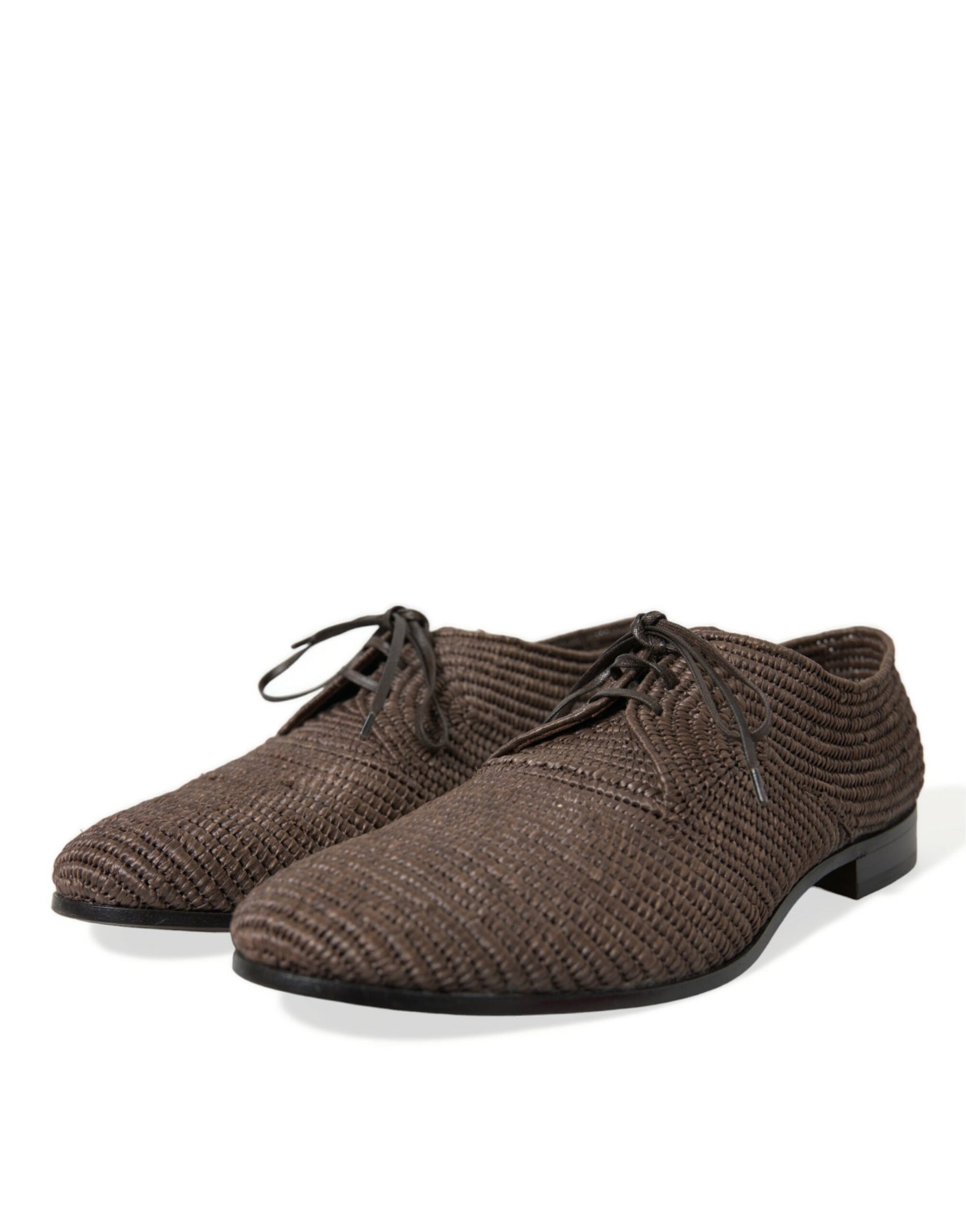 Dolce & Gabbana Brown Raffia Lace Up Derby Dress Shoes