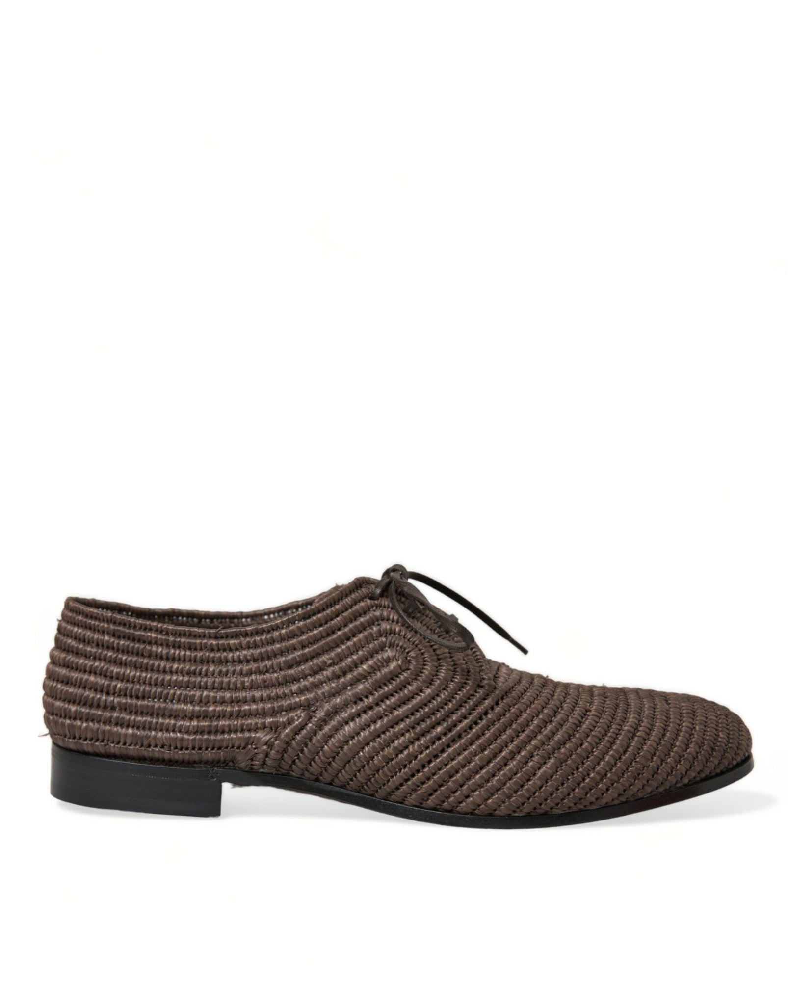 Dolce & Gabbana Brown Raffia Lace Up Derby Dress Shoes