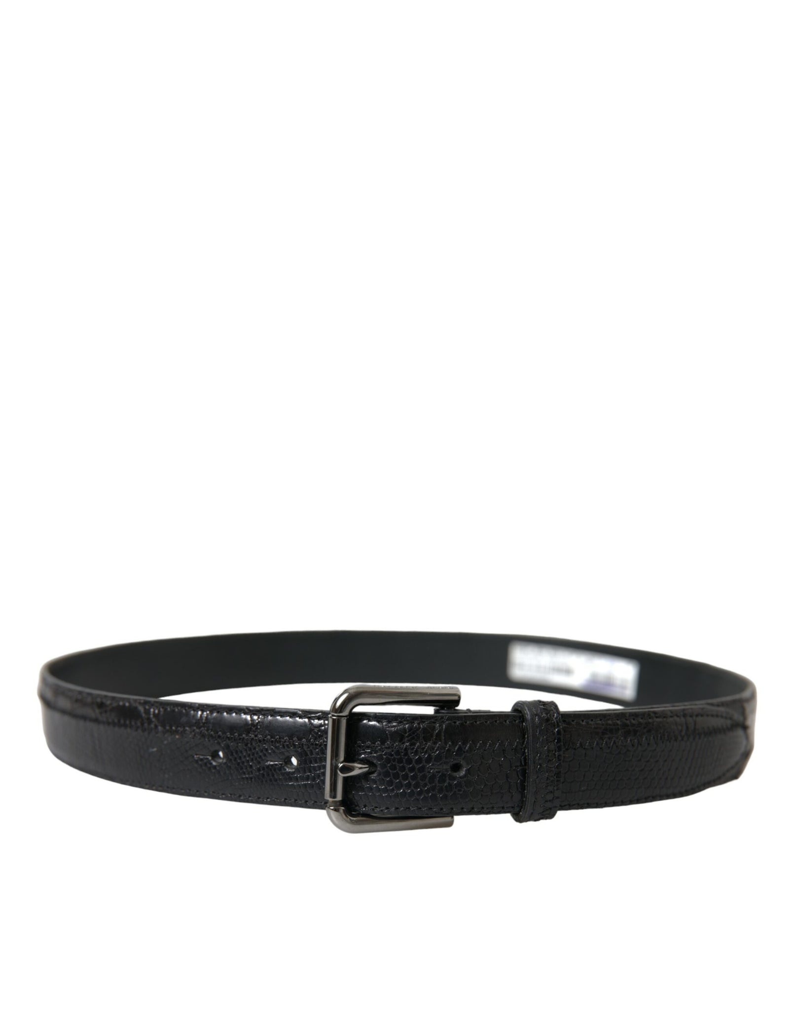 Dolce & Gabbana Black Exotic Leather Silver Metal Buckle Belt