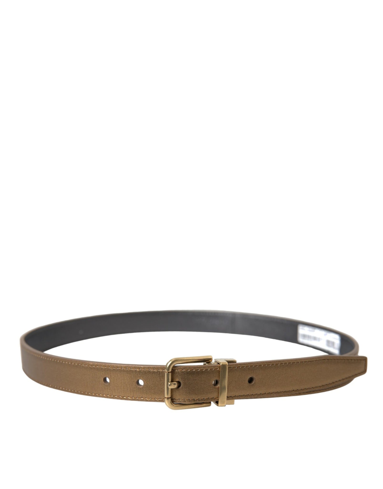 Dolce & Gabbana Metallic Gold Calf Leather Metal Buckle Belt