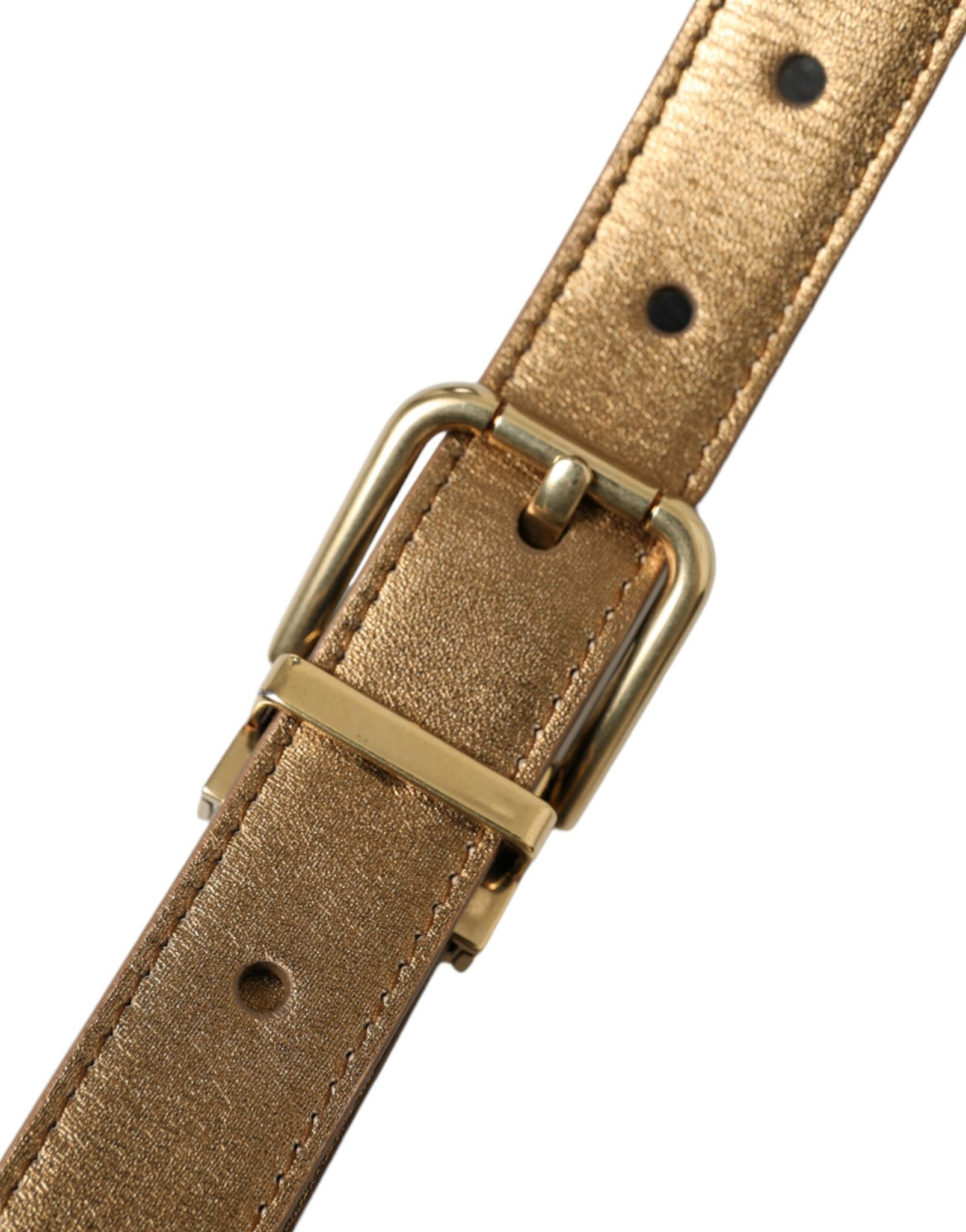 Dolce & Gabbana Metallic Gold Calf Leather Metal Buckle Belt