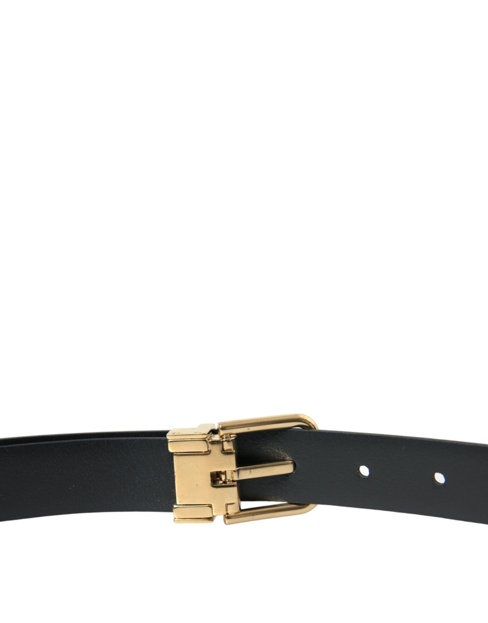 Dolce & Gabbana Blue Calf Leather Gold Metal Buckle Belt