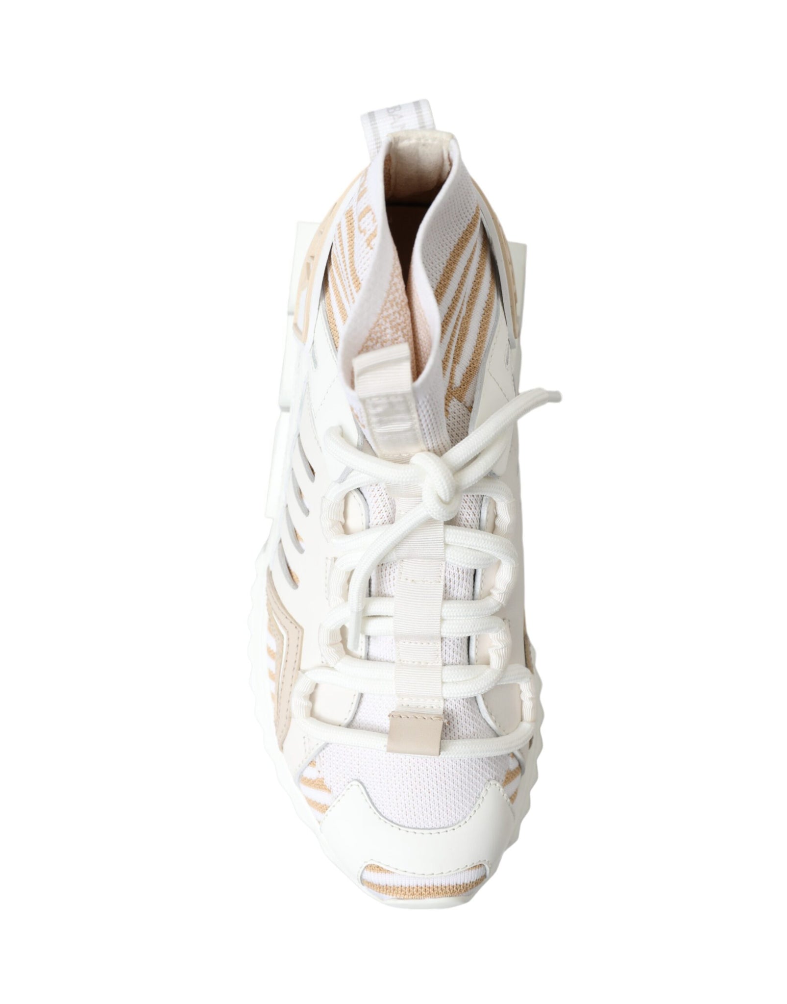 Dolce & Gabbana White Beige Sorrento Socks Sneakers Shoes