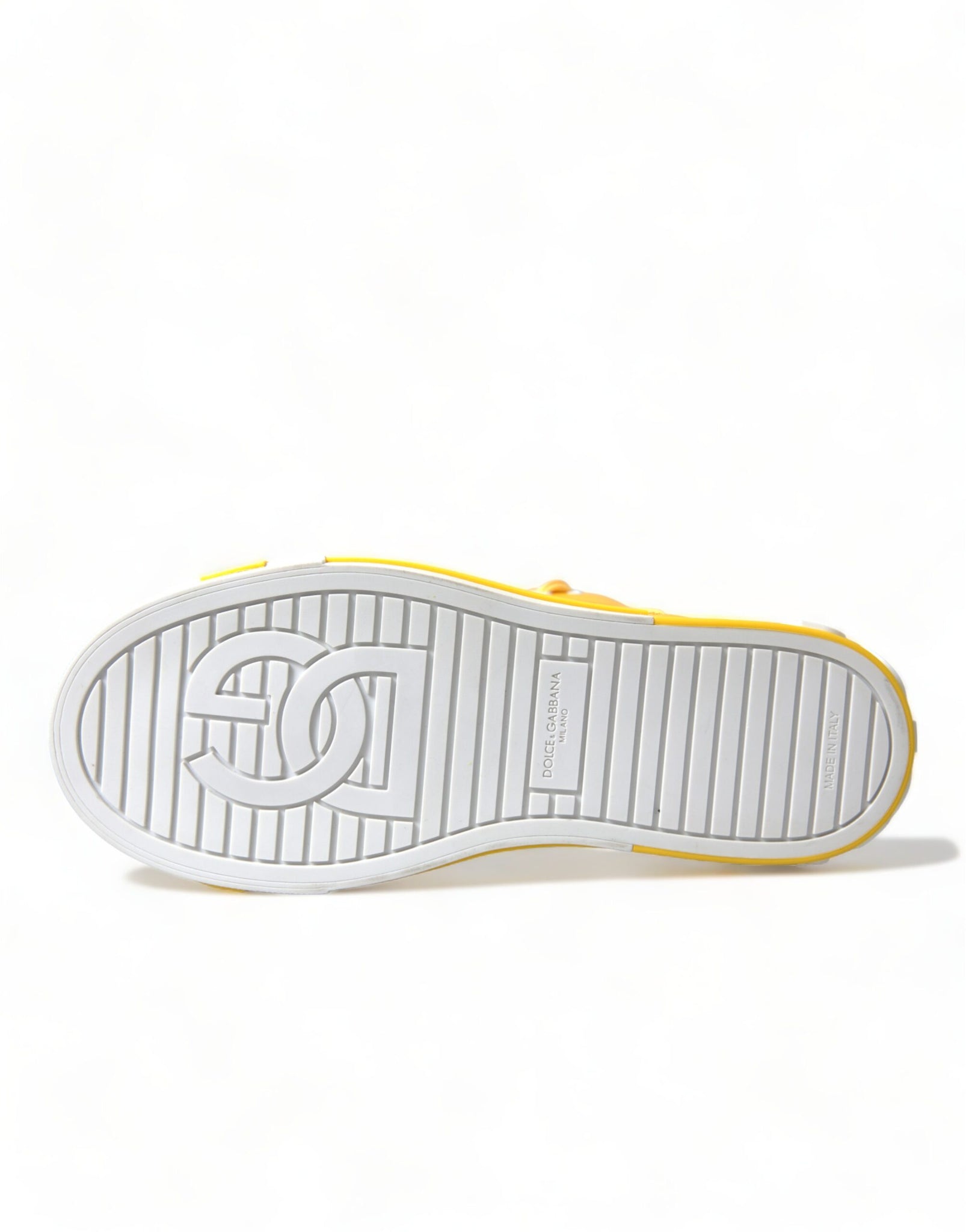 Dolce & Gabbana Yellow White Leather High Top Sneakers Shoes