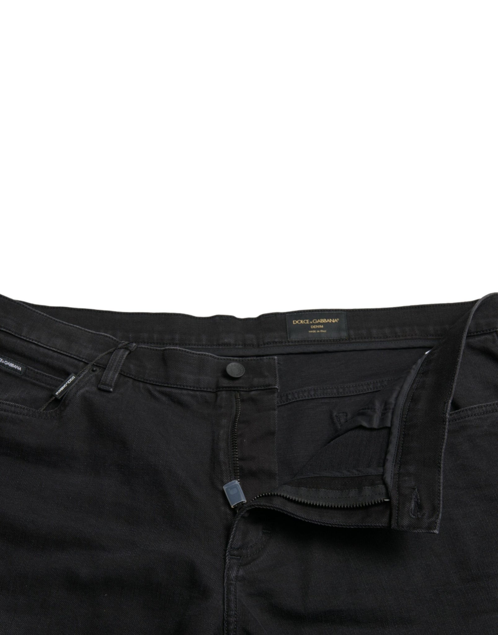 Dolce & Gabbana Black Cotton Stretch Bermuda Denim Shorts