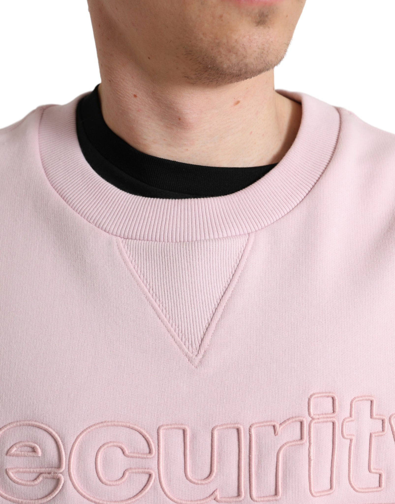 Dolce & Gabbana Pink Embroidered Crew Neck Pullover Sweater