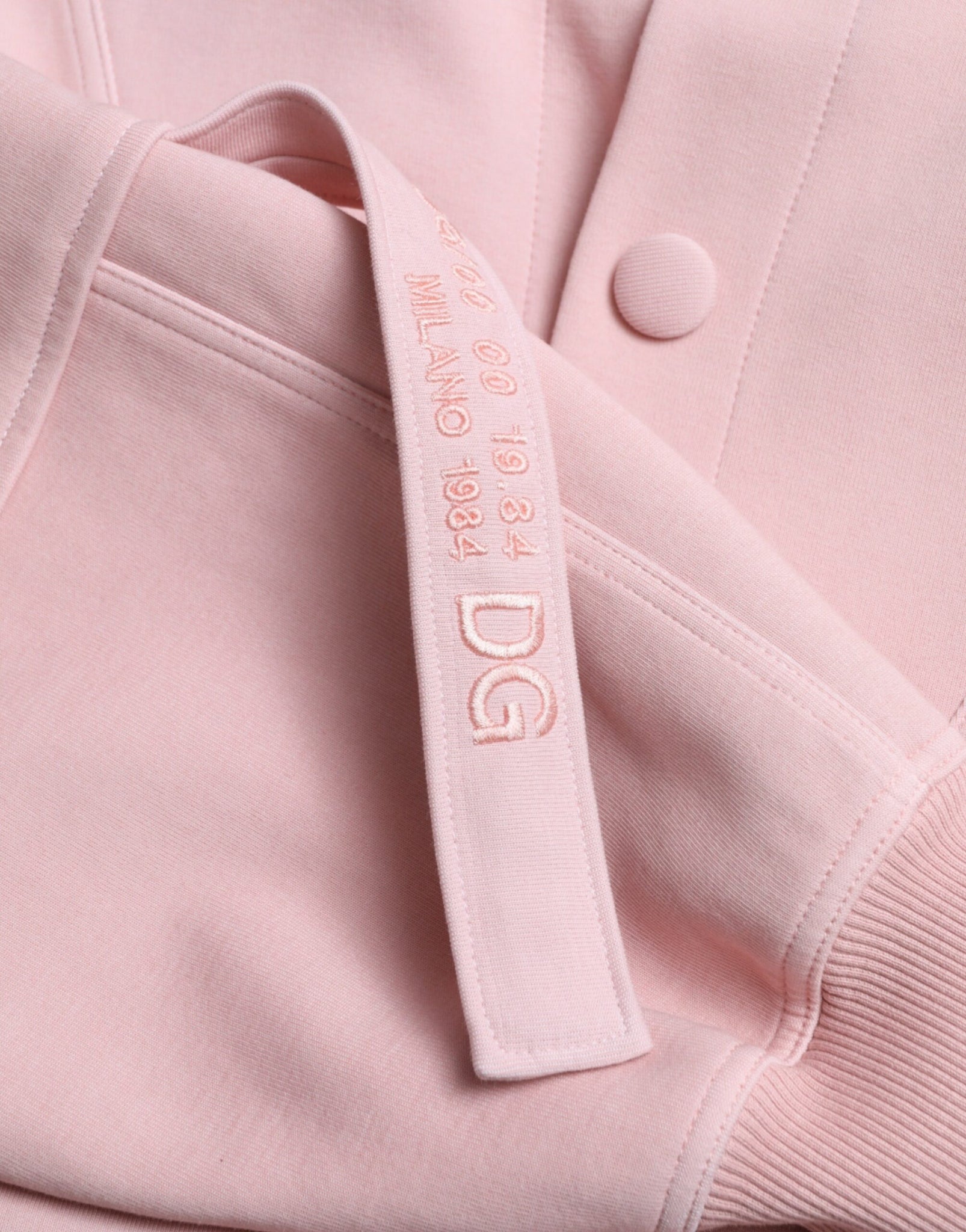 Dolce & Gabbana Pink Cotton Hooded Pockets Pullover Sweater