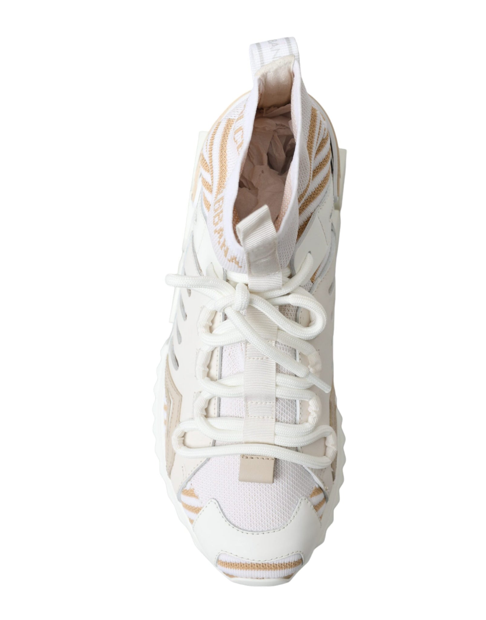 Dolce & Gabbana White Beige Sorrento Socks Sneakers Shoes