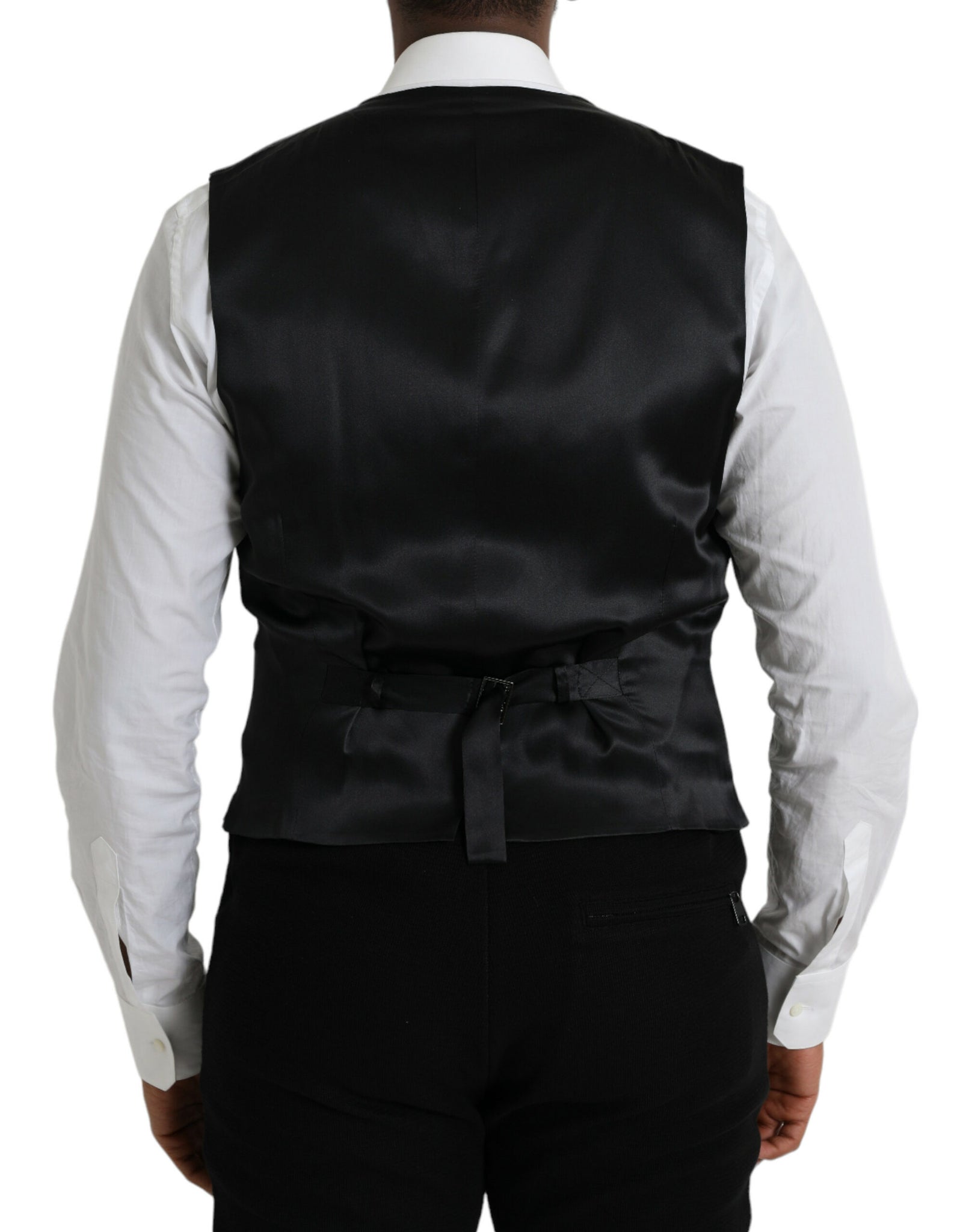 Dolce & Gabbana Black Wool Waistcoat Dress Formal Vest