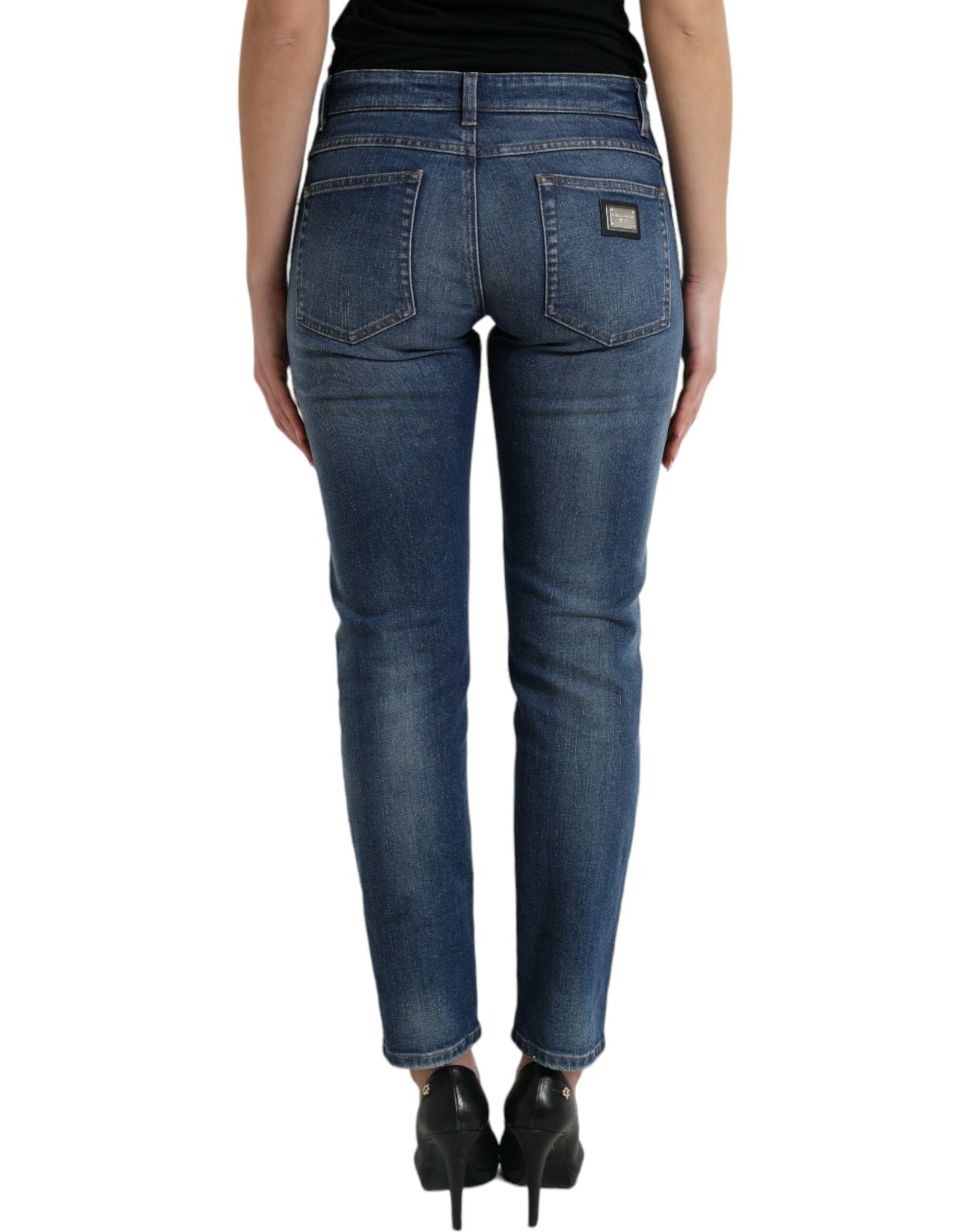 Dolce & Gabbana Blue BOYFRIEND Mid Waist Cotton Denim Jeans