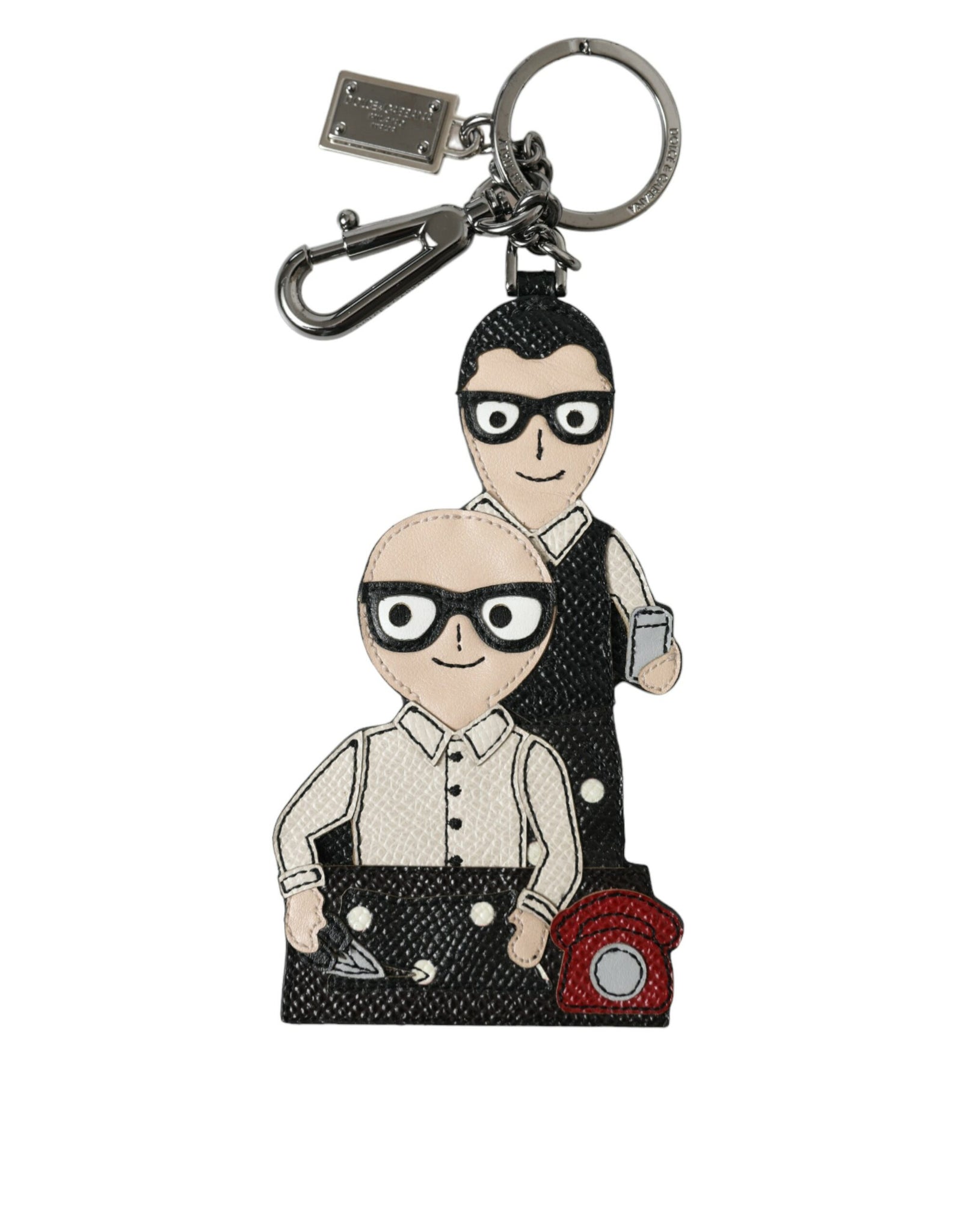 Dolce & Gabbana Leather Dominico Stefano #DGFAMILY Logo Badge Keychain