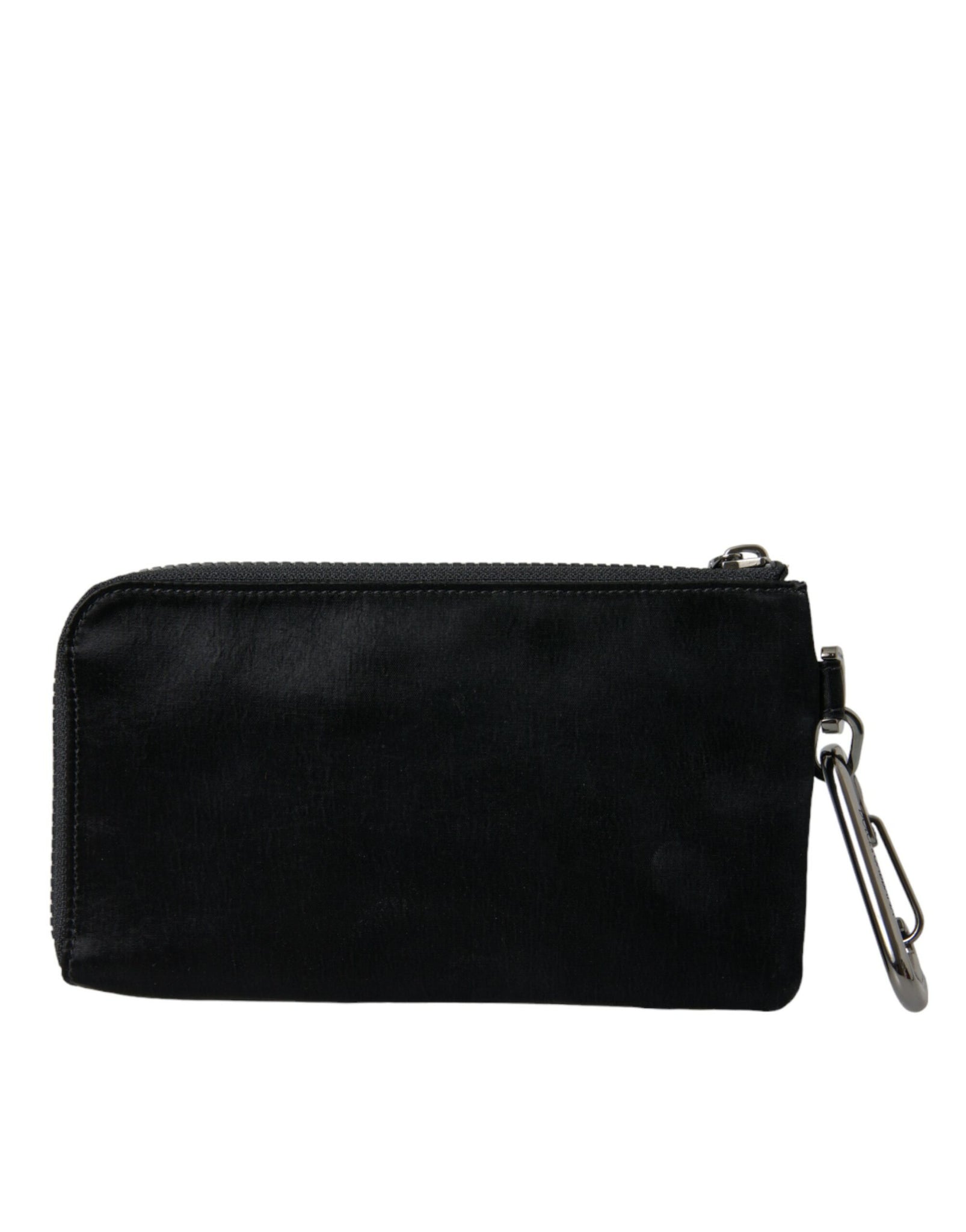 Dolce & Gabbana Black Nylon Logo Plaque Keyring Pouch Clutch Bags