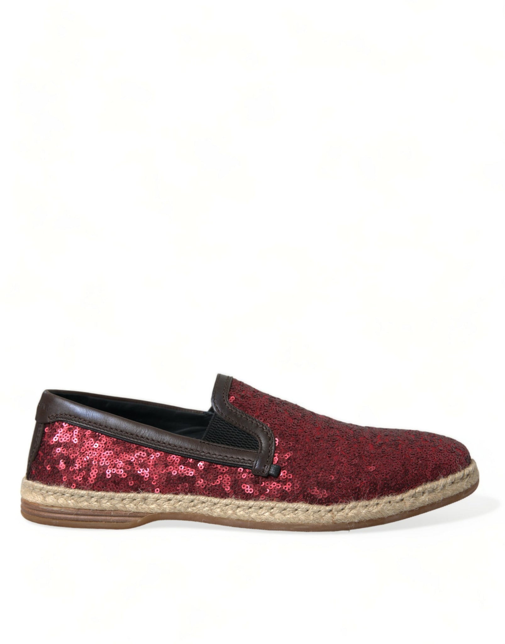 Dolce & Gabbana Red Sequined Loafers Slippers Men Shoes