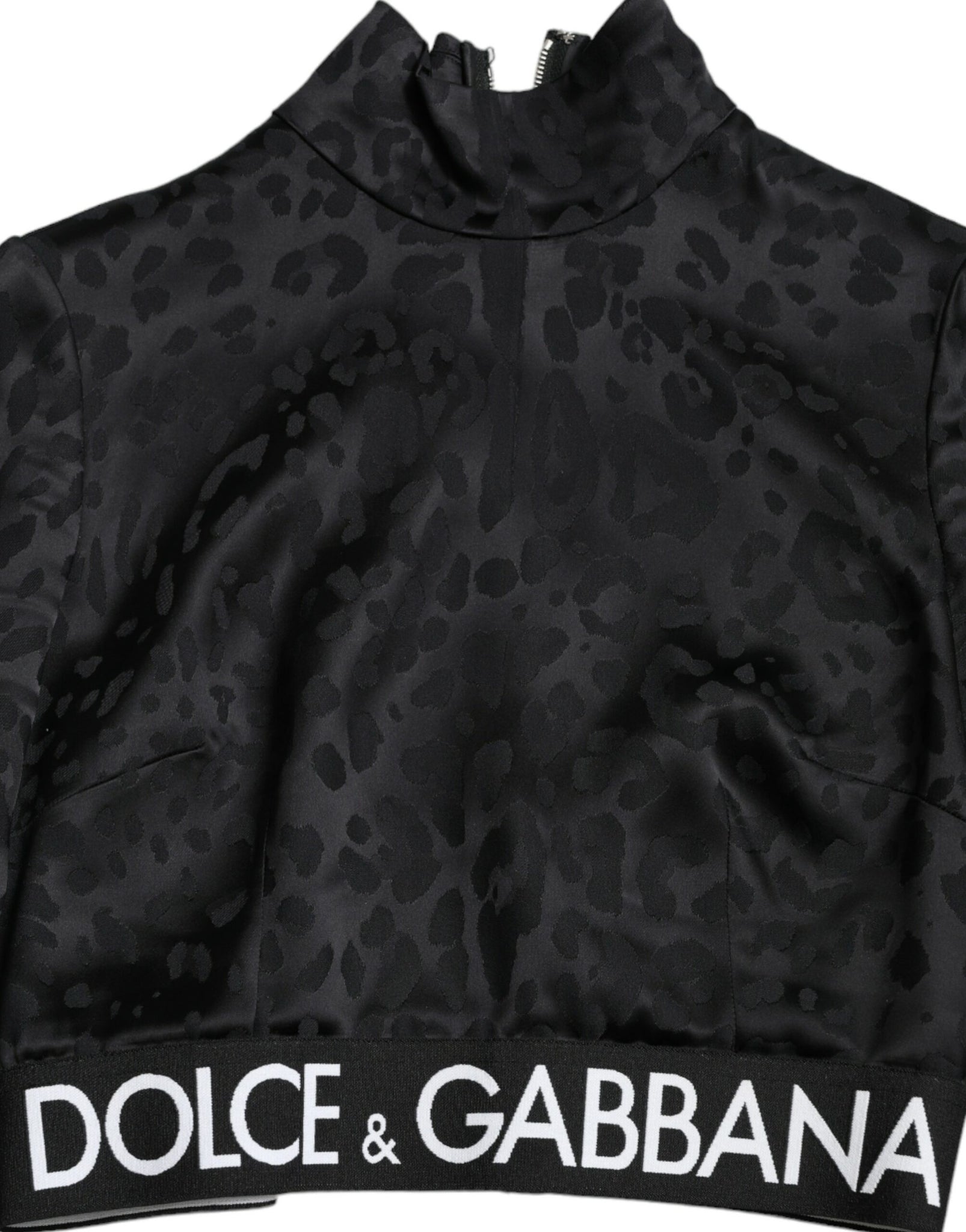 Dolce & Gabbana Black Viscose Stretch Long Sleeves Cropped Top