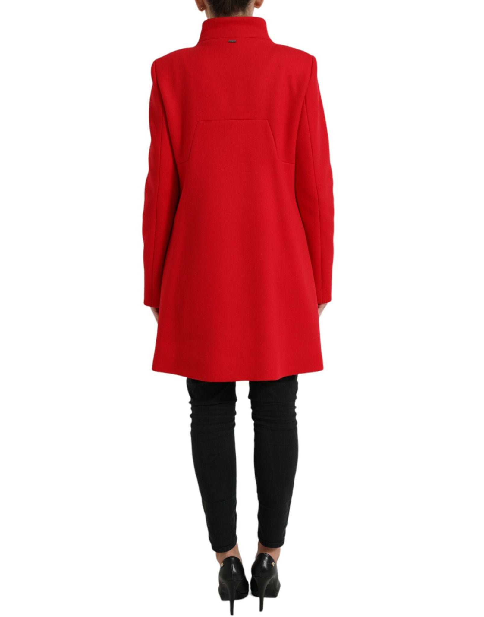 Liu Jo Red Wool Double Breasted Long Sleeves Coat Jacket