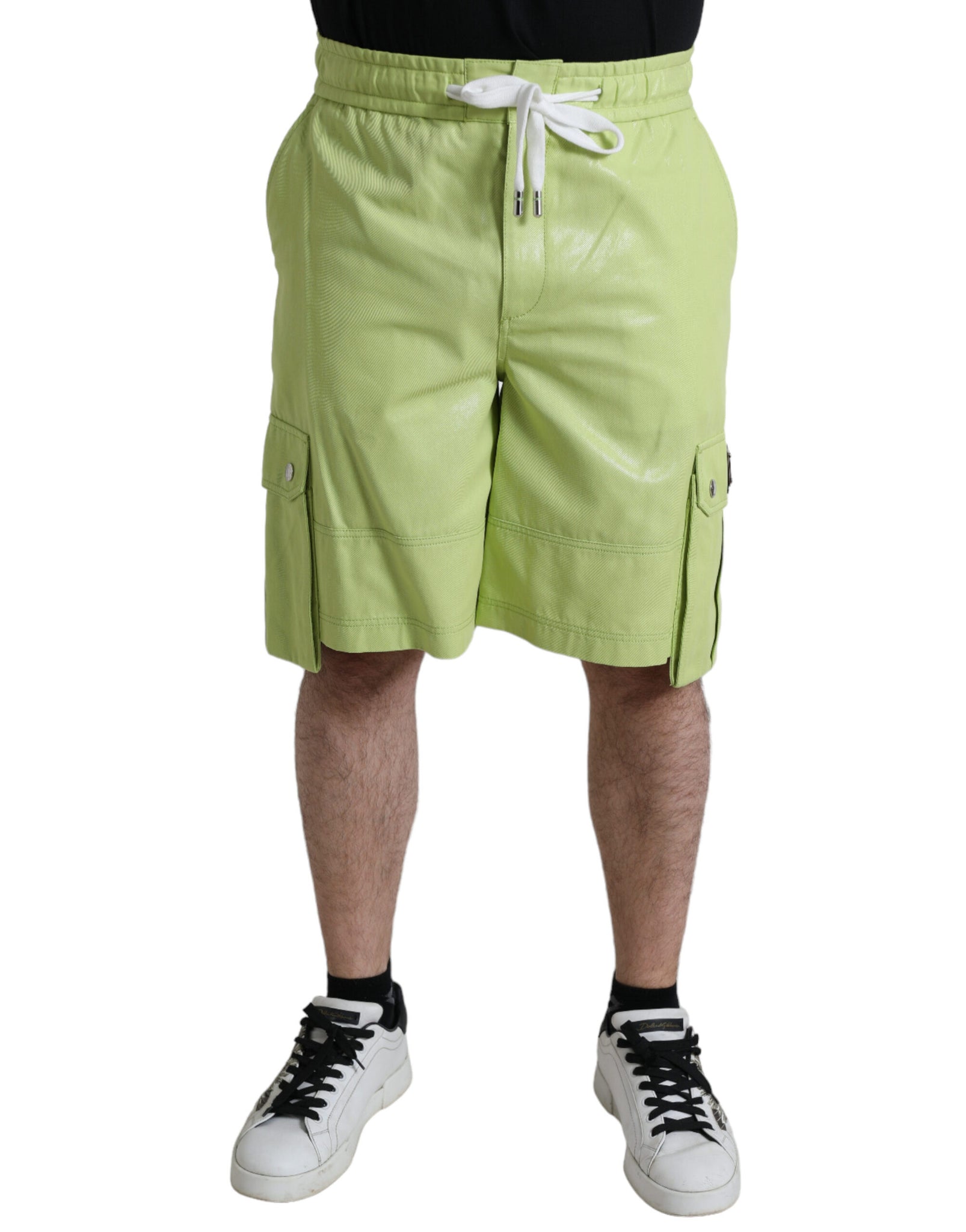 Dolce & Gabbana Light Green Cotton Men Cargo Bermuda Shorts