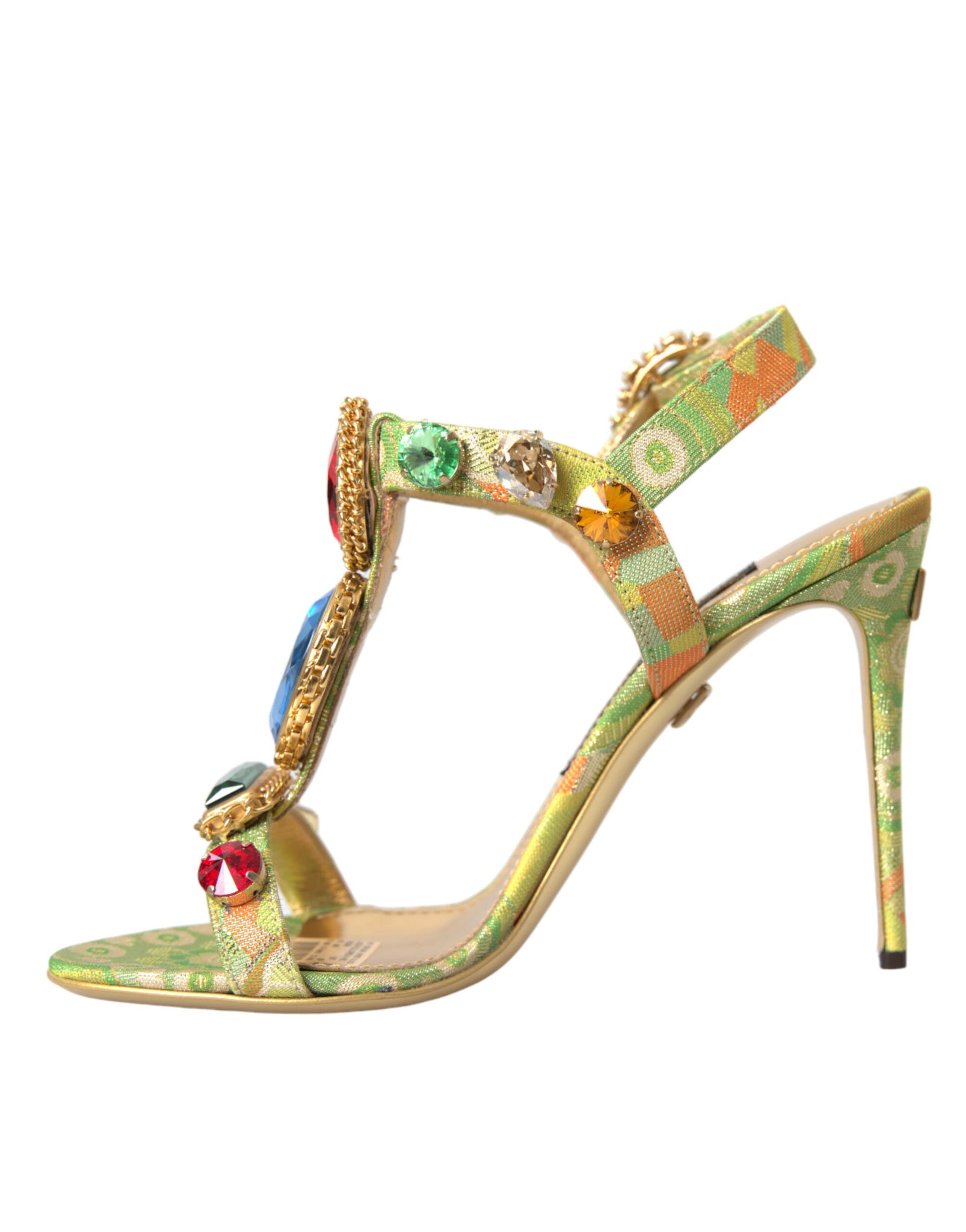 Dolce & Gabbana Multicolor Jacquard Crystals Sandals Shoes