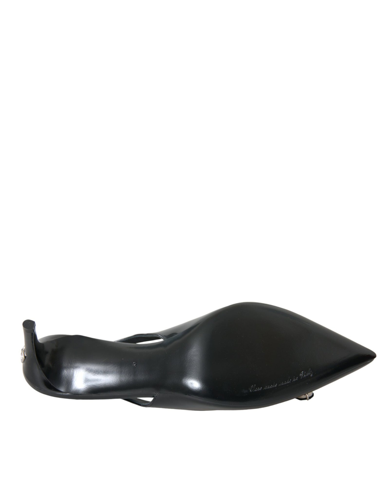 Dolce & Gabbana Black Patent Leather Crystal Slingback Shoes