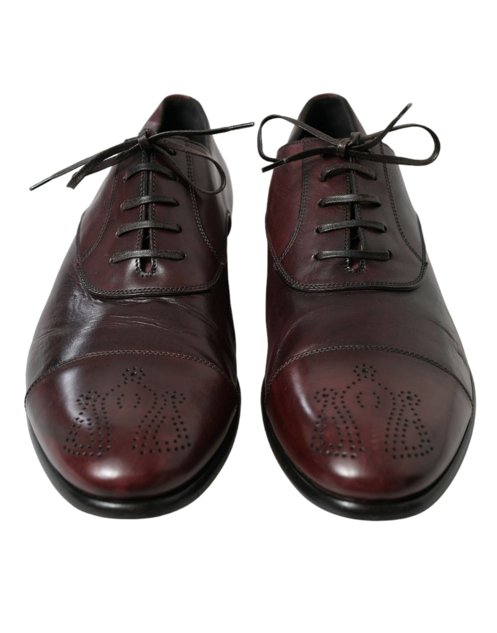 Dolce & Gabbana Bordeaux Leather Men Formal Derby Dress Shoes